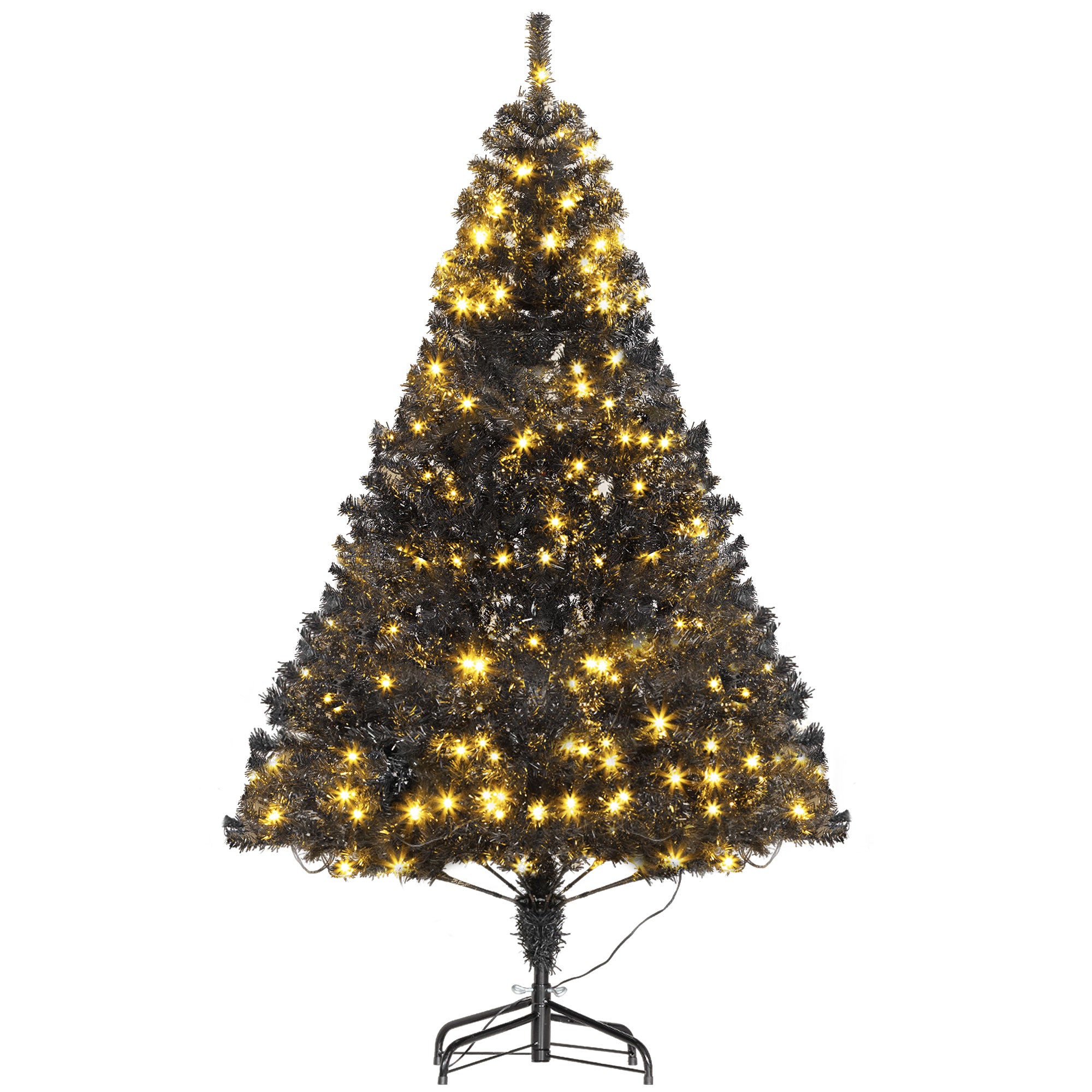 6 FT Tall PreLit Artificial Christmas Tree with Realistic Branches 250 Warm White LED Lights Black