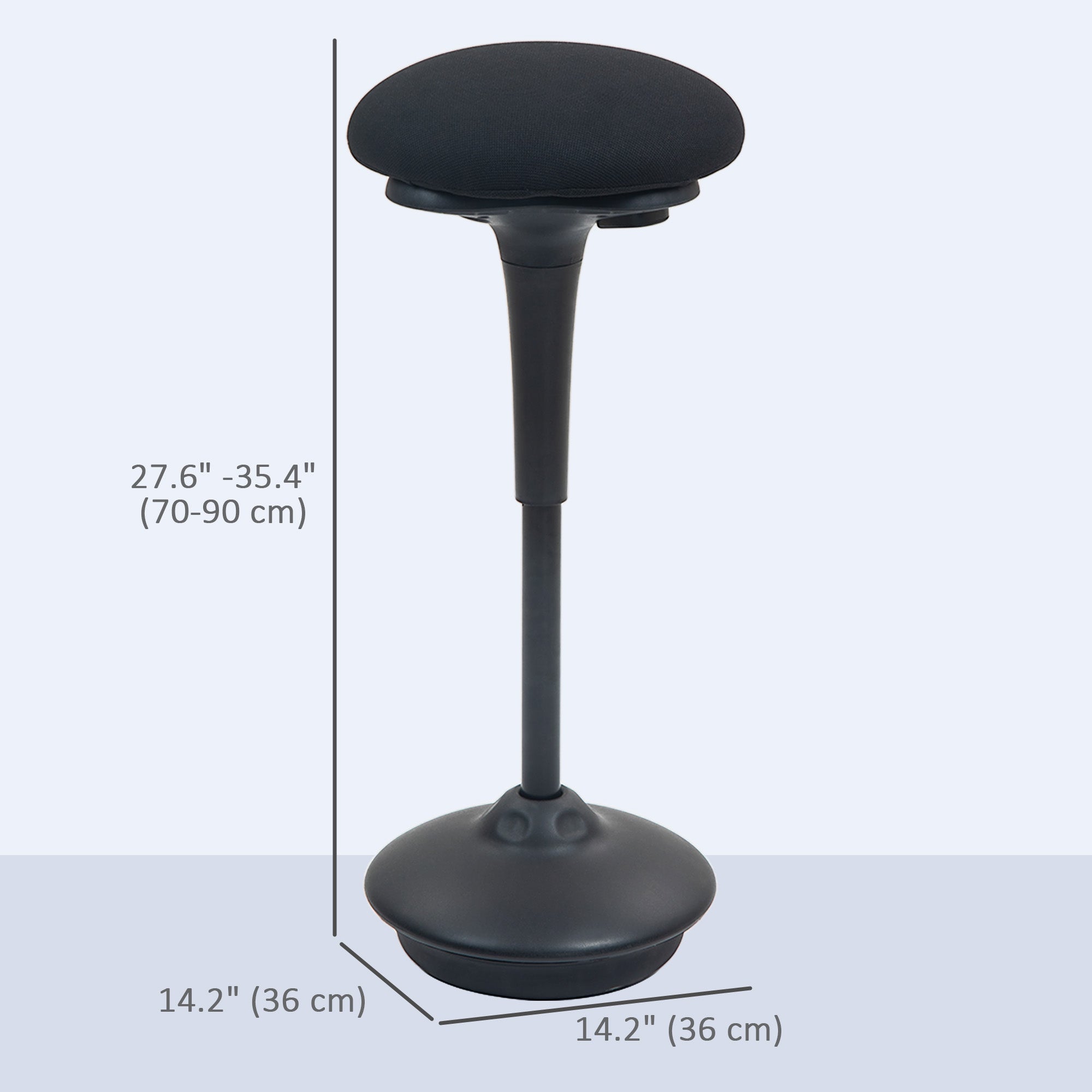 Standing Desk Chair, Backless Wobble Stool Chair, Adjustable Active Ergonomic Standing Stool with Rocking Motion, Non-Slip Swivel Base for Office Home, Black