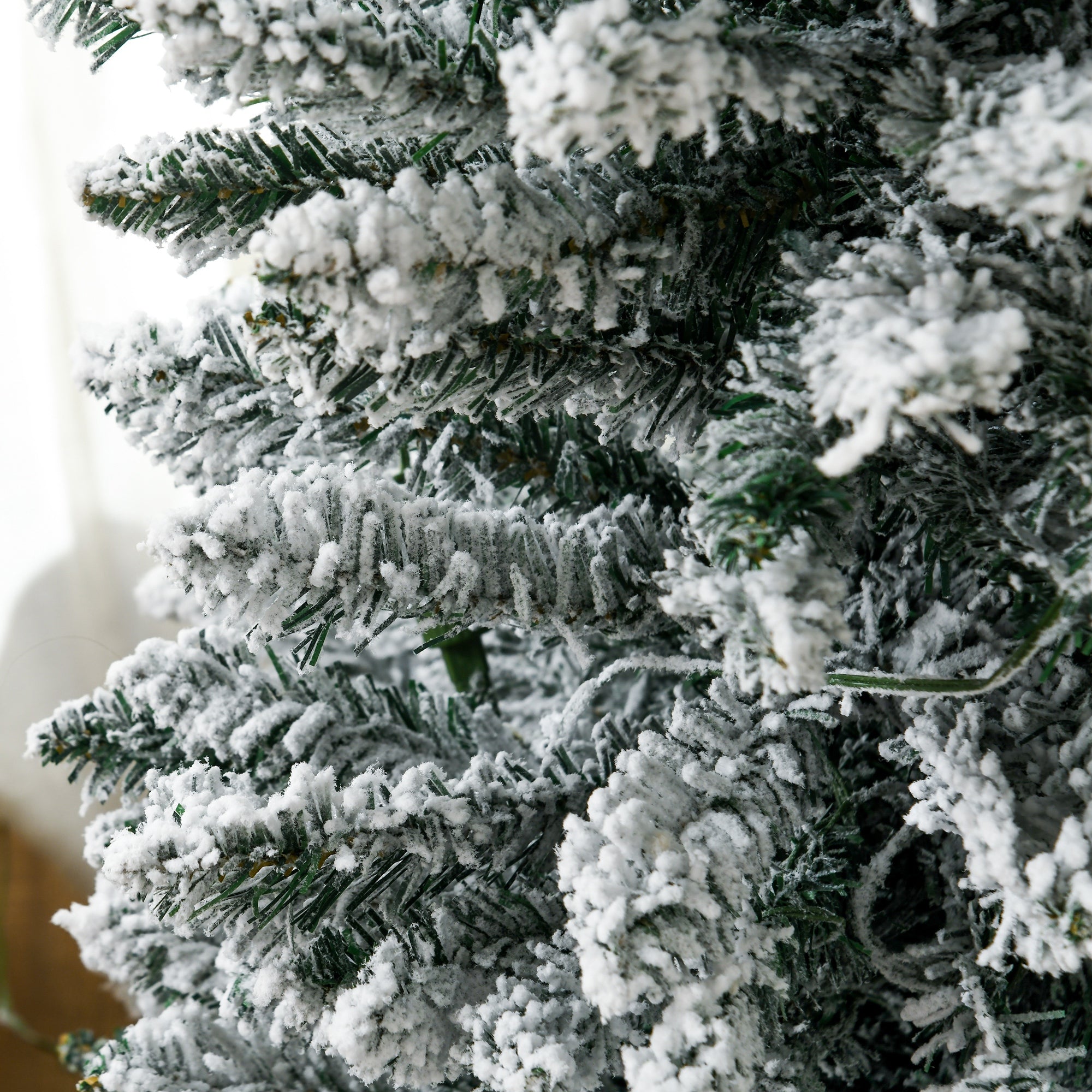 7' Tall Pre-Lit Slim Noble Fir Artificial Pencil Christmas Tree with 210 Warm White LED Lights and 499 Tips, for Christmas Decoration, Green and Warm White
