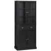 72" Freestanding Kitchen Pantry Cabinet Tall Storage with Glass Doors Drawer and Adjustable Shelves Black