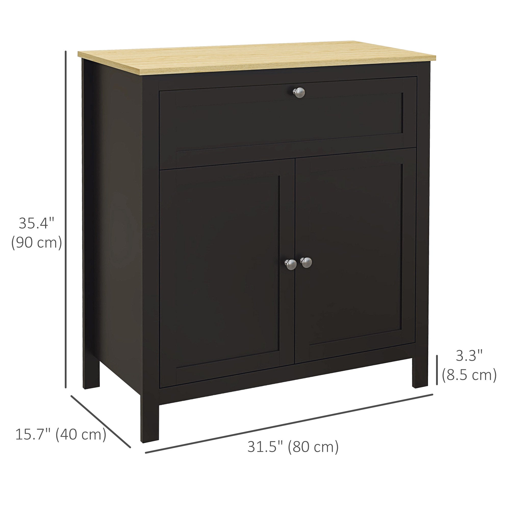 HOMCOM Storage Cabinet, Sideboard Buffet Cabinet with Drawer, Double Door Cupboard and Adjustable Shelf, Black