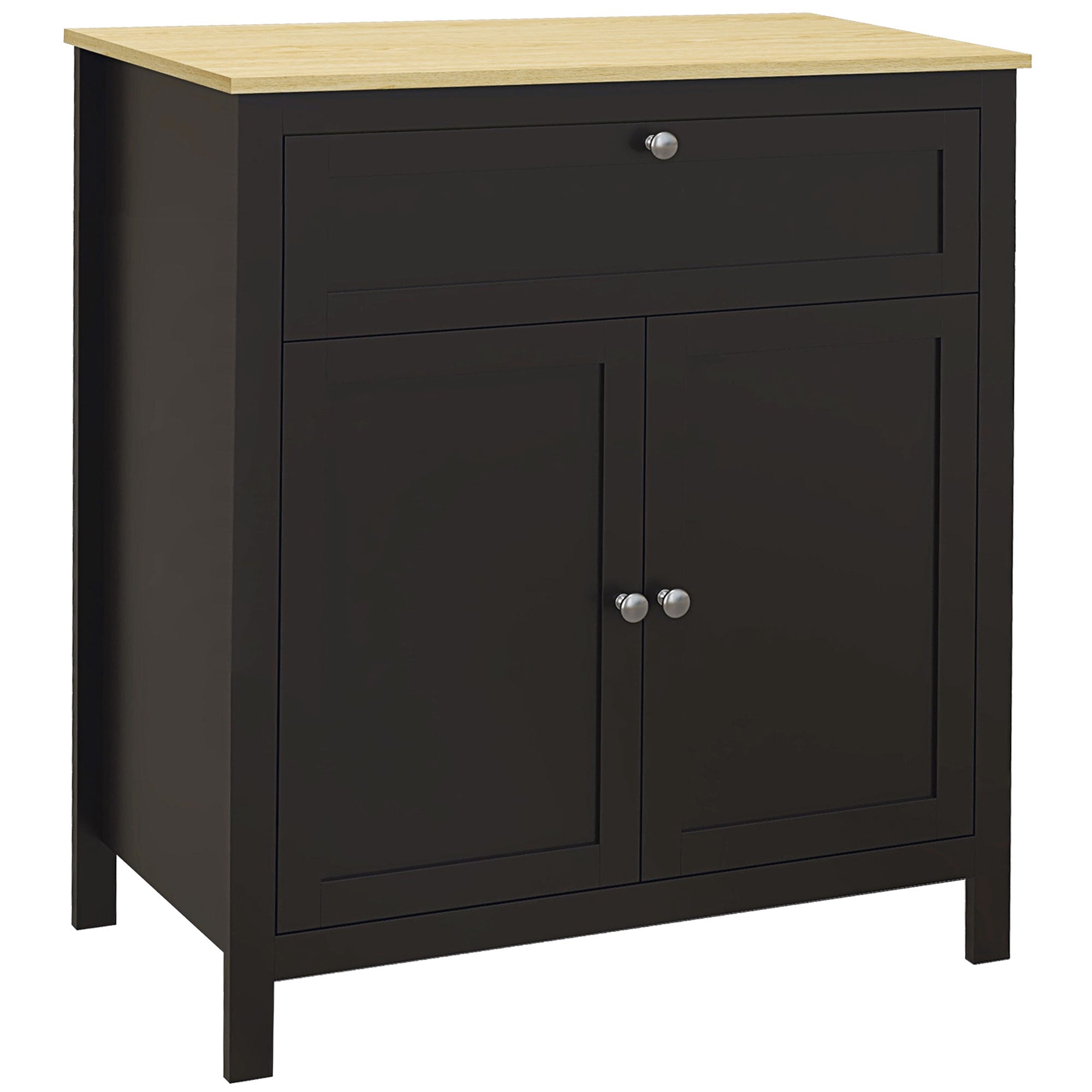 HOMCOM Storage Cabinet, Sideboard Buffet Cabinet with Drawer, Double Door Cupboard and Adjustable Shelf, Black