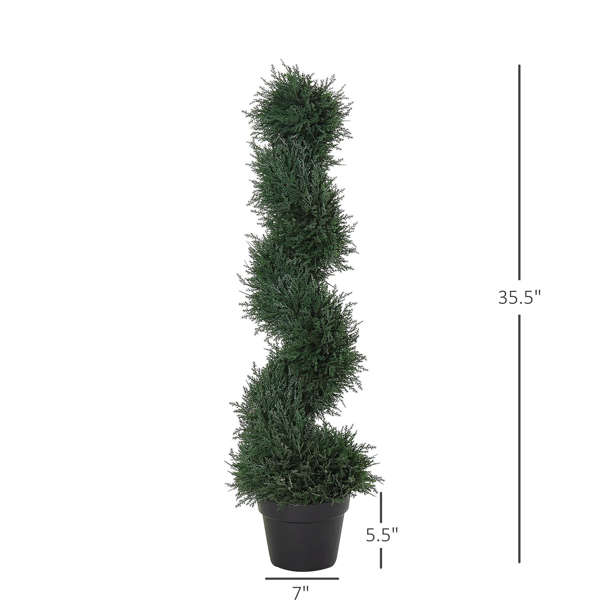 Outsunny 3 Feet Topiary Trees, Artificial Faux Fakes Spiral Plant, Green Cedar Tree Indoor Outdoor Decor with Nursery Pot