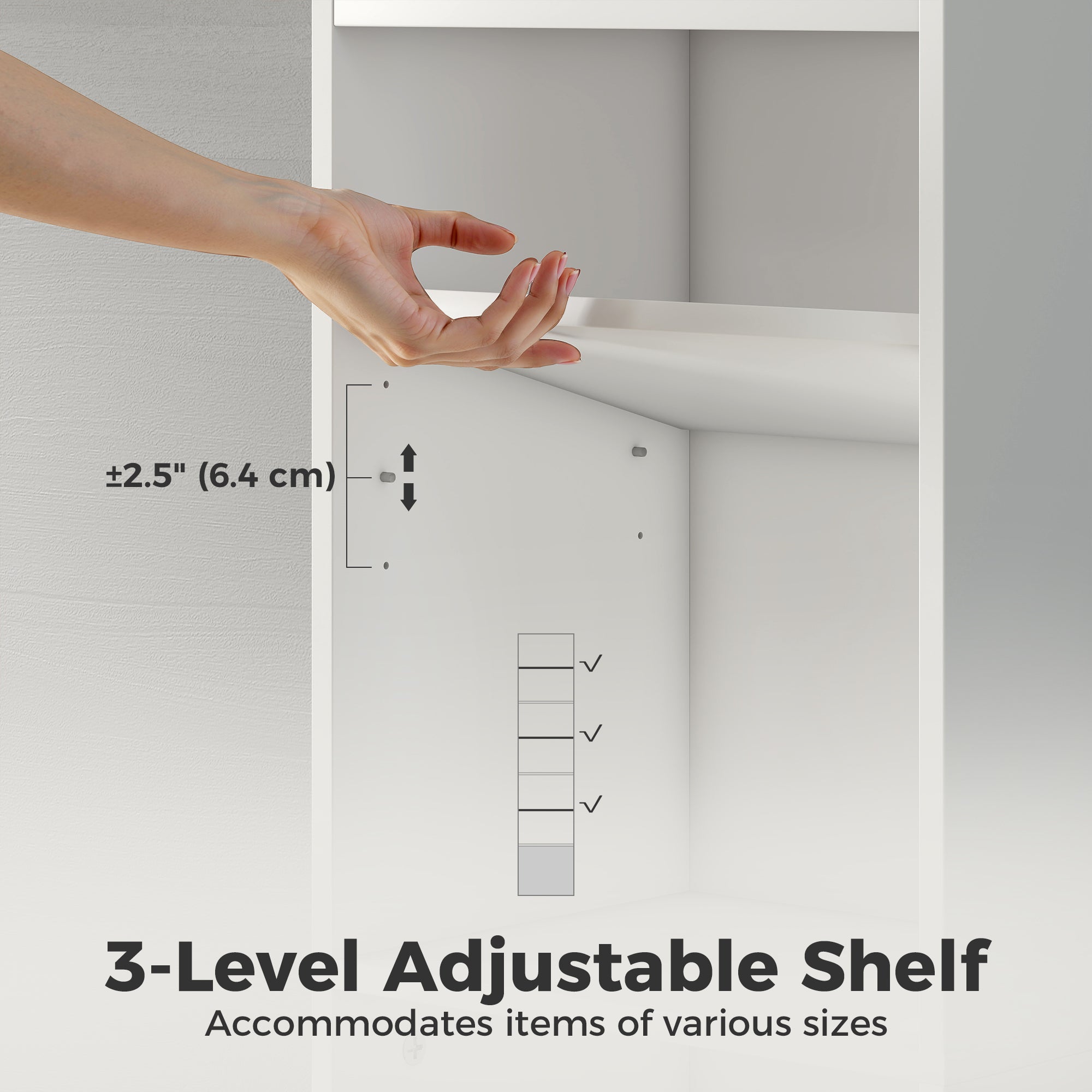 7-Tier Bookcase with Adjustable Shelf, Modern Freestanding Display Shelf Unit with Cabinet for Living Room, Office, White