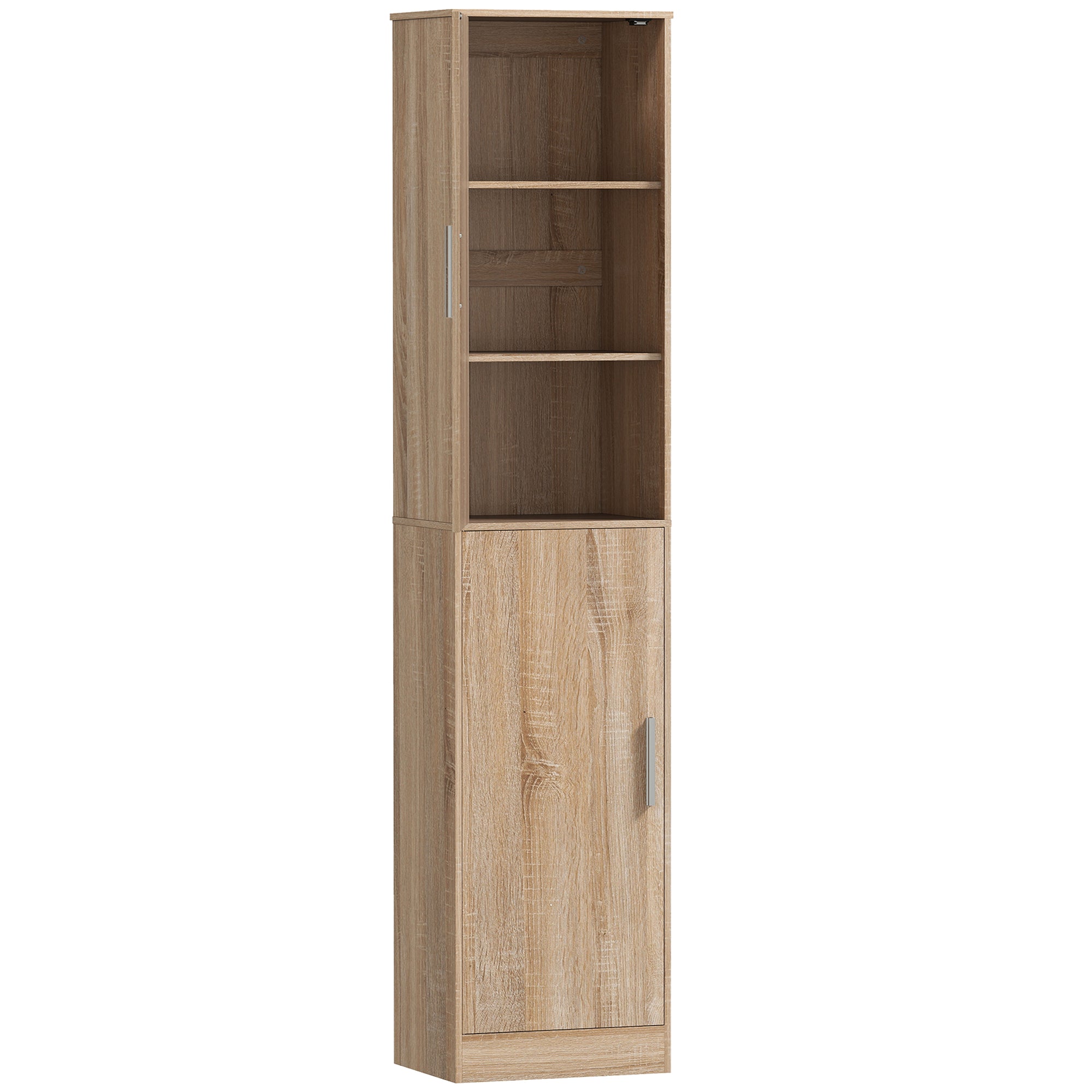71" Tall Bathroom Cabinet, Slim 6-Tier Bathroom Floor Cabinet with 2 Doors, 4 Adjustable Shelves, Standing Storage Unit for Small Spaces, Living Room, Kitchen, Natural Wood
