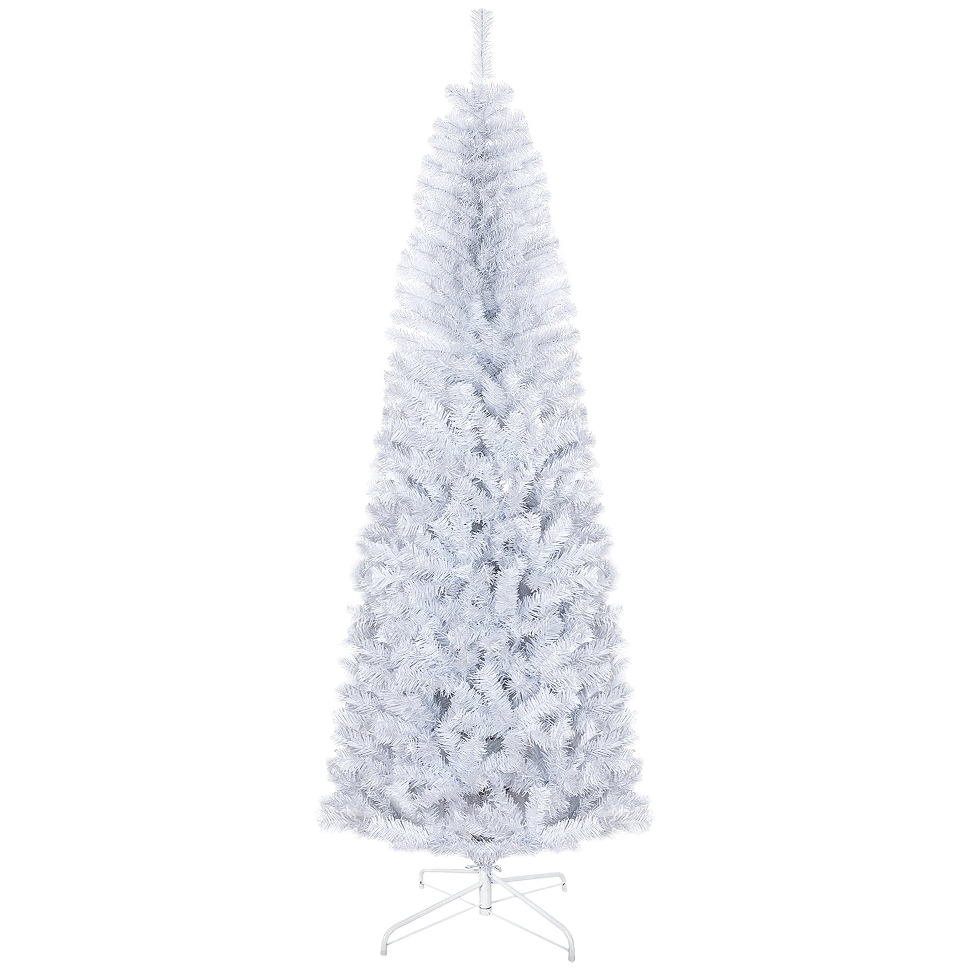 7 FT Artificial Christmas Tree Pencil Xmas Tree with Stand 818 Tips Holiday Indoor Decoration White