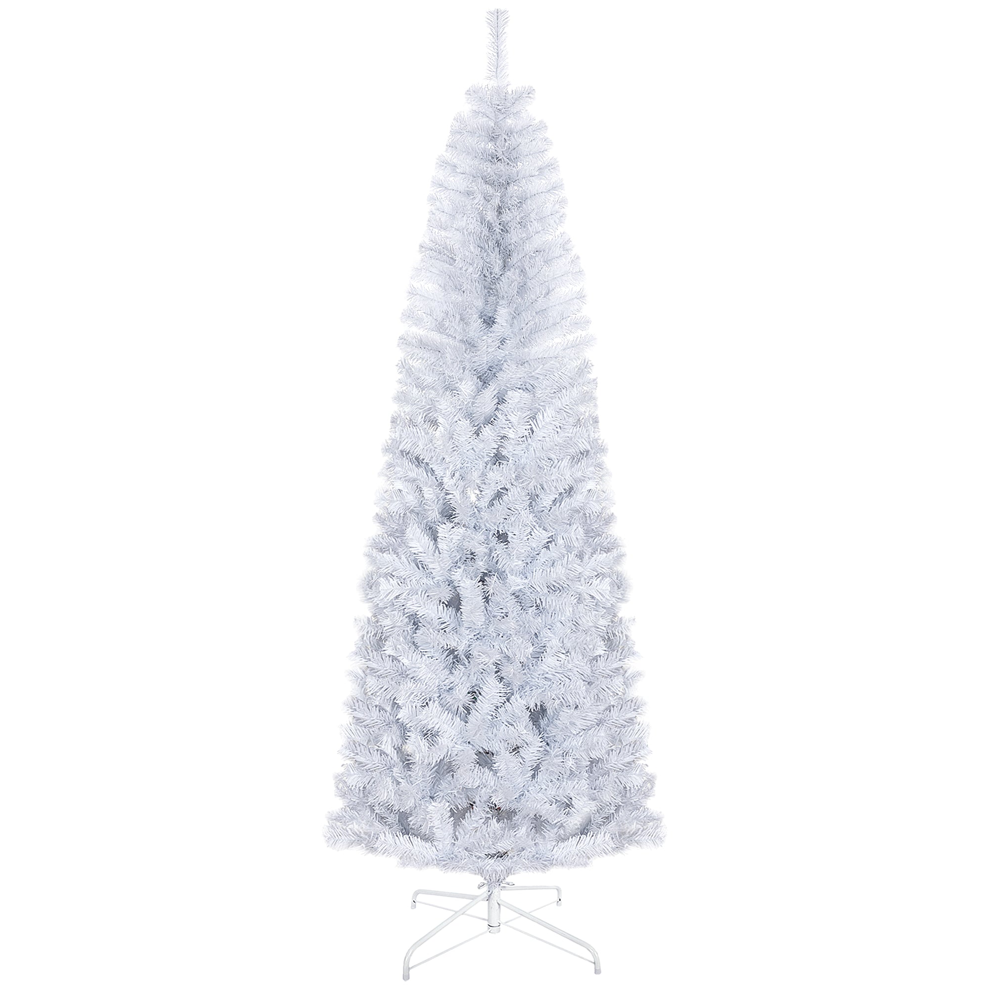 7 FT Artificial Christmas Tree Pencil Xmas Tree with Stand 818 Tips Holiday Indoor Decoration White