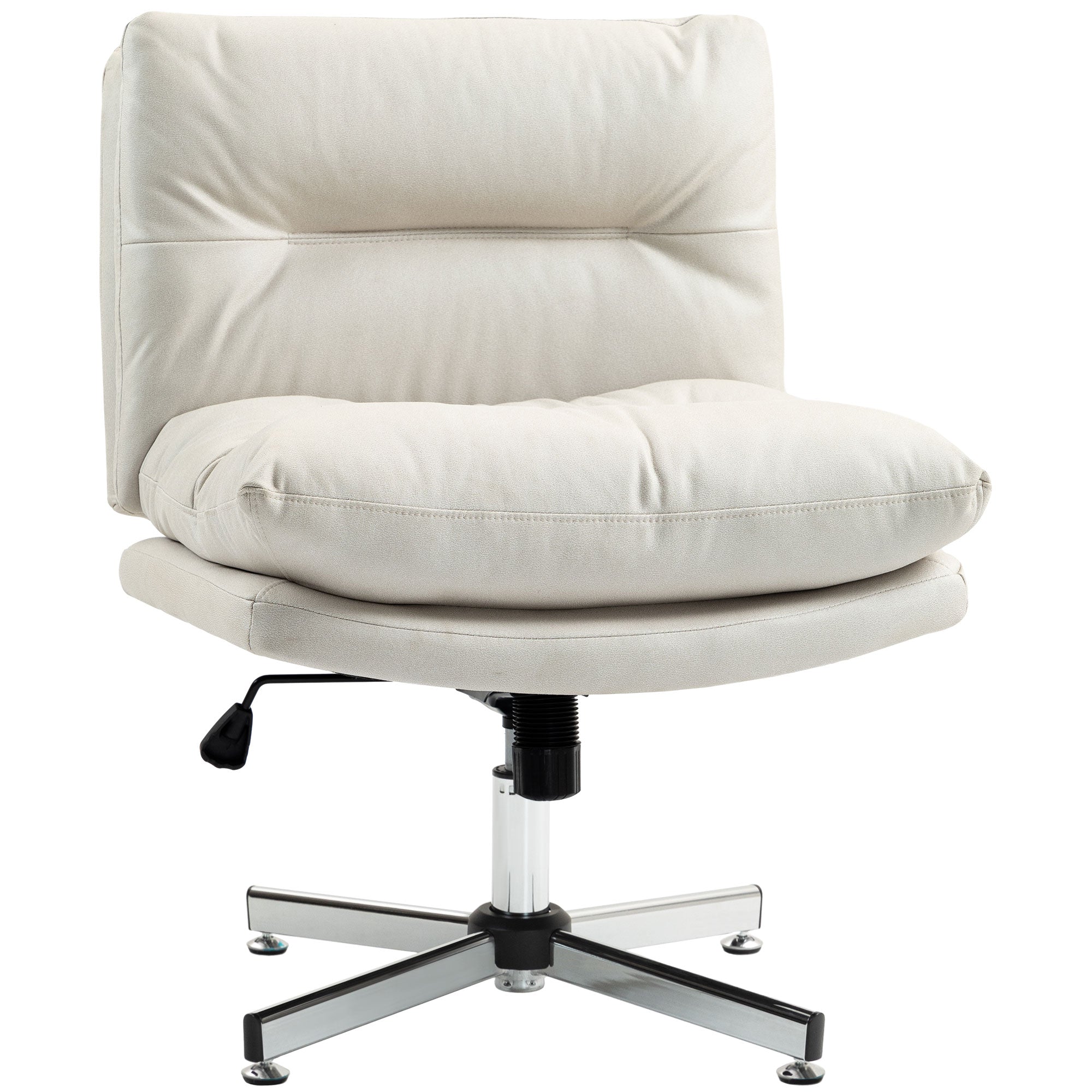 Criss Cross Chair, Microfiber Cloth Armless Office Chair with Wide Seat, Adjustable Height and Tilt Function for Home Office, Study, Light Grey