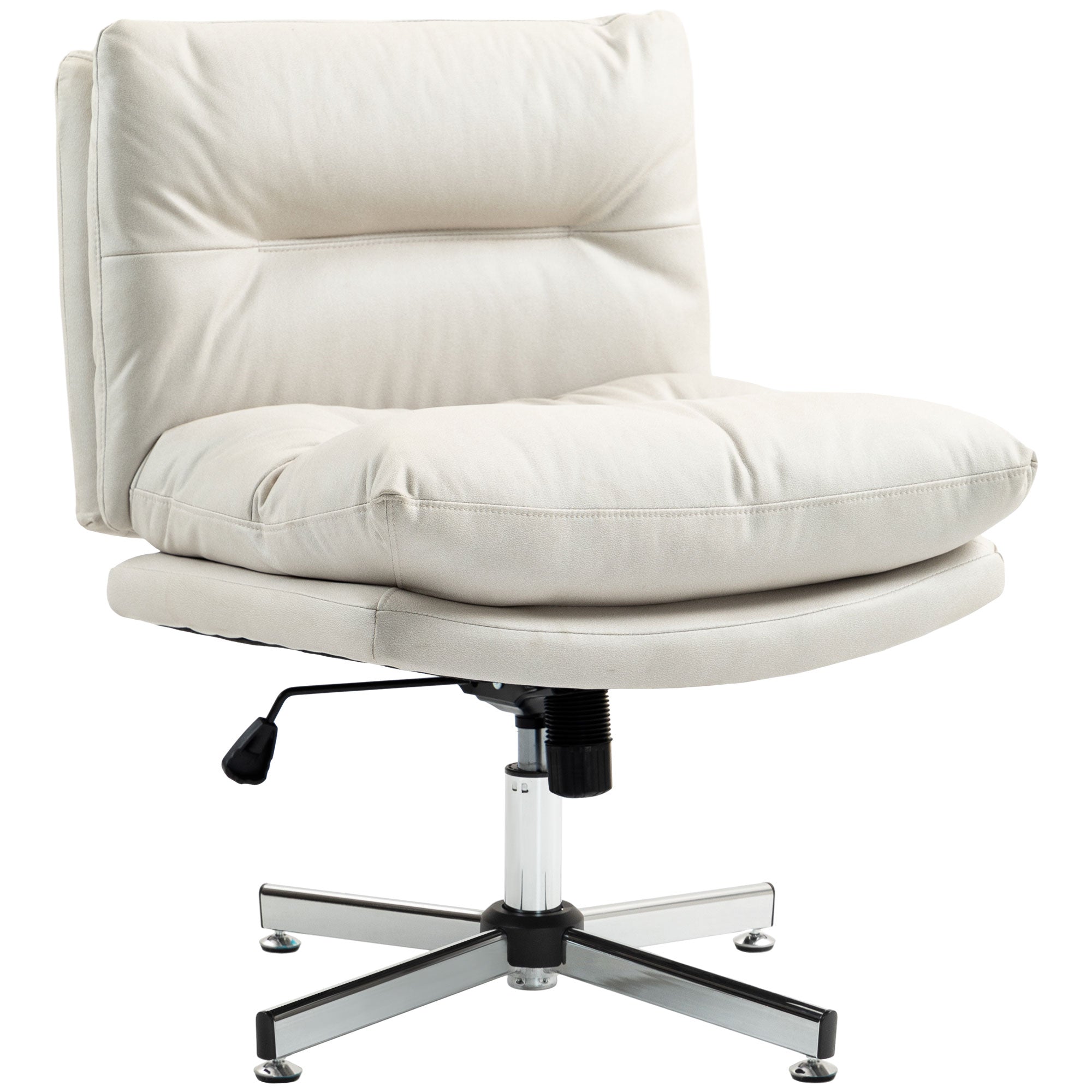 Criss Cross Chair, Microfiber Cloth Armless Office Chair with Wide Seat, Adjustable Height and Tilt Function for Home Office, Study, Light Grey