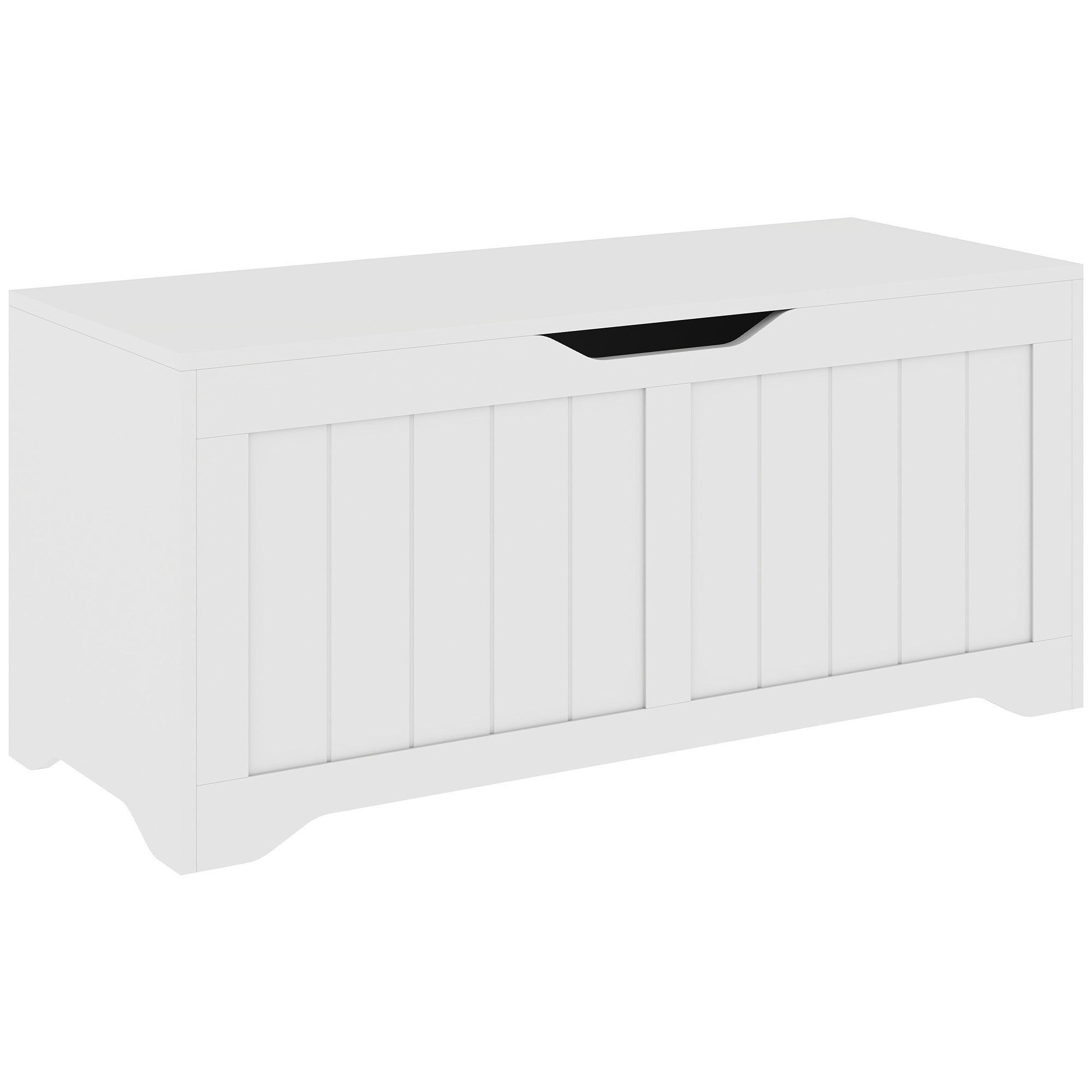Storage Chest, Modern Storage Trunk with 2 Safety Hinges and Handle-Free Design, Storage Bench for Living Room, Shoe Bench for Entryway, 39.4" x 15.7" x 17.7", White