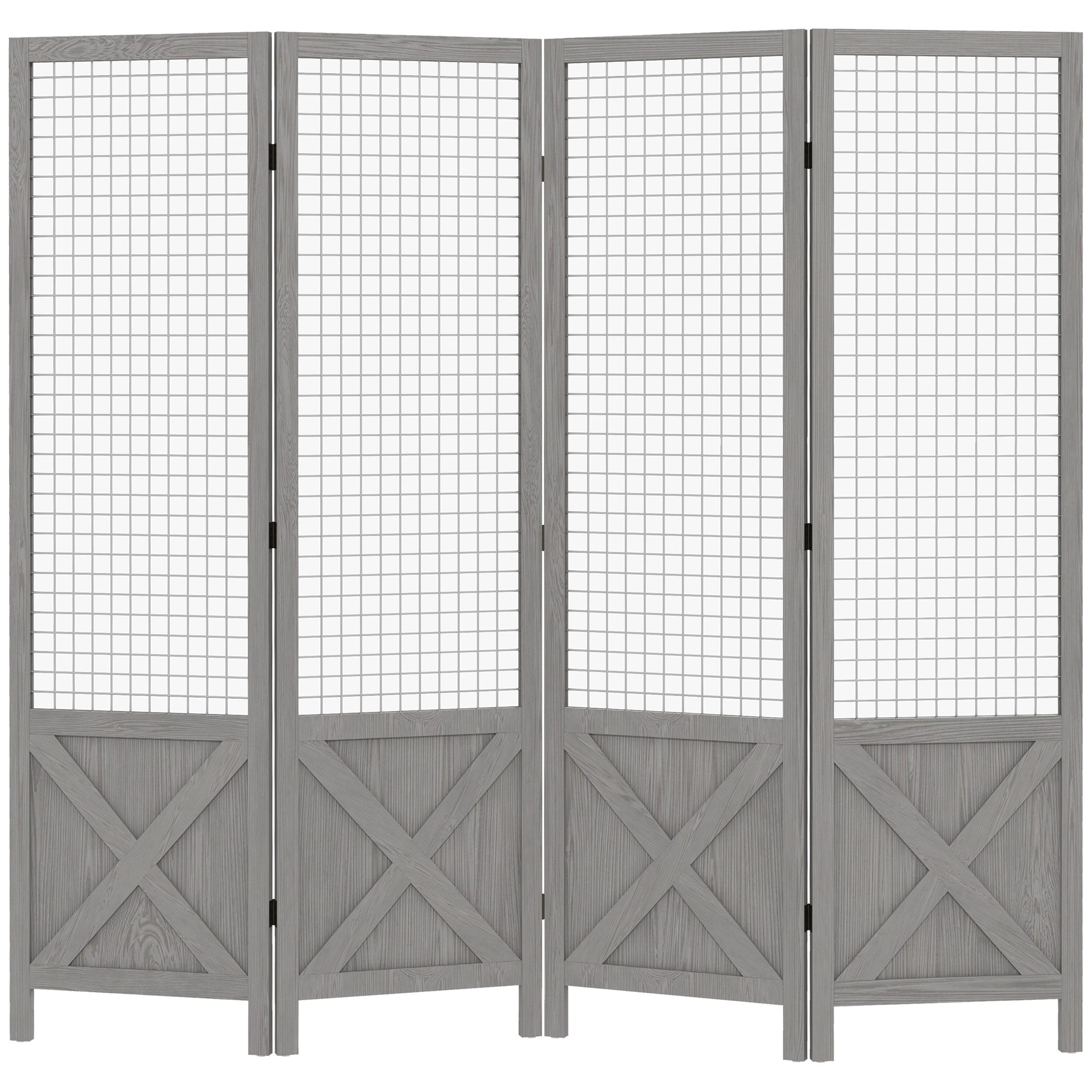 4.7' 4 Panel Room Divider Indoor Privacy Screens for Home Distressed Gray