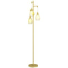 Industrial Floor Lamp with 3 Hanging Wire Lampshades, Gold