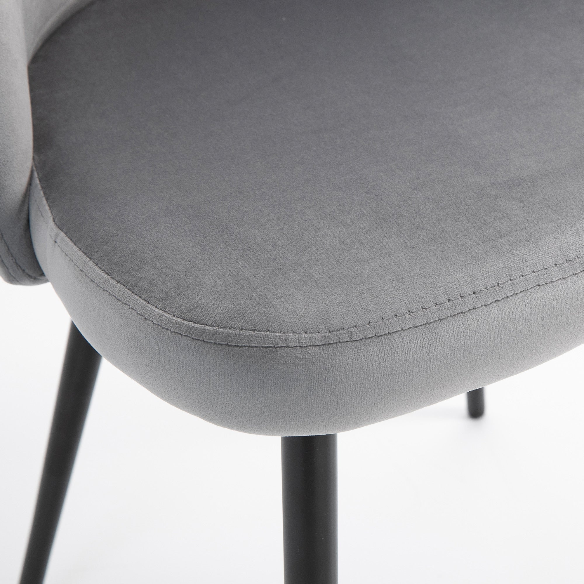 HOMCOM Modern Dining Chairs Set of 2, Mid-Back Velvet Upholstered Kitchen Chairs, Side Chair for Living Room, Dining Room, Grey
