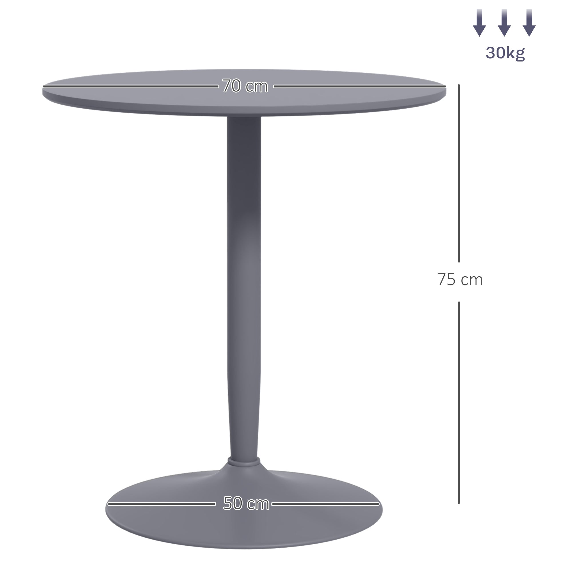 HOMCOM Round Dining Table, Modern Kitchen Table with Steel Base, Non-slip Foot Pad for Living Room, Dining Room, Grey