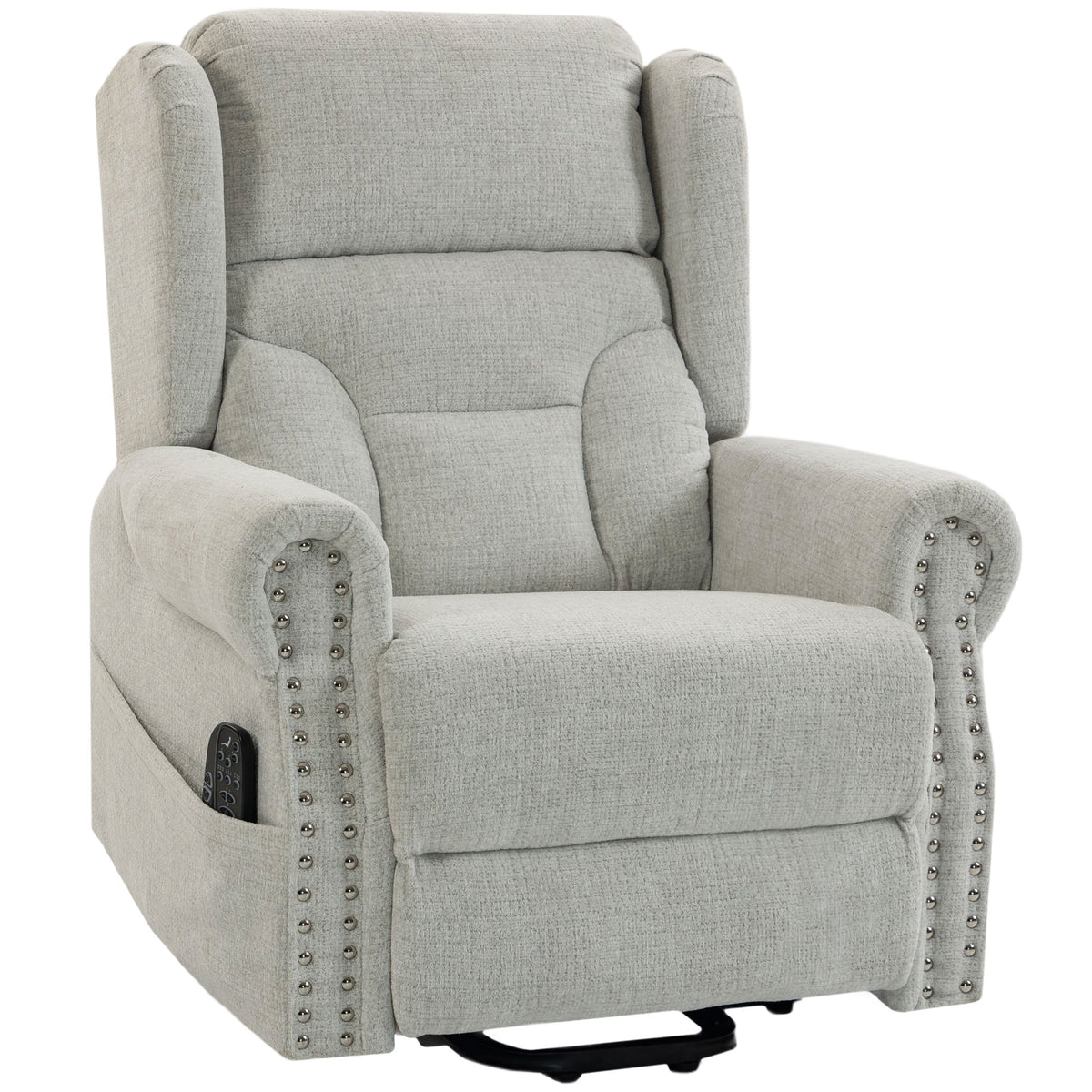 Riser Recliner Chair with Vibration Massage and Heat, Chenille Electric Power Lift Recliner Chair for Elderly with Spring Cushion, USB Port, Plush High Back, Remote, Side Pockets, Light Grey