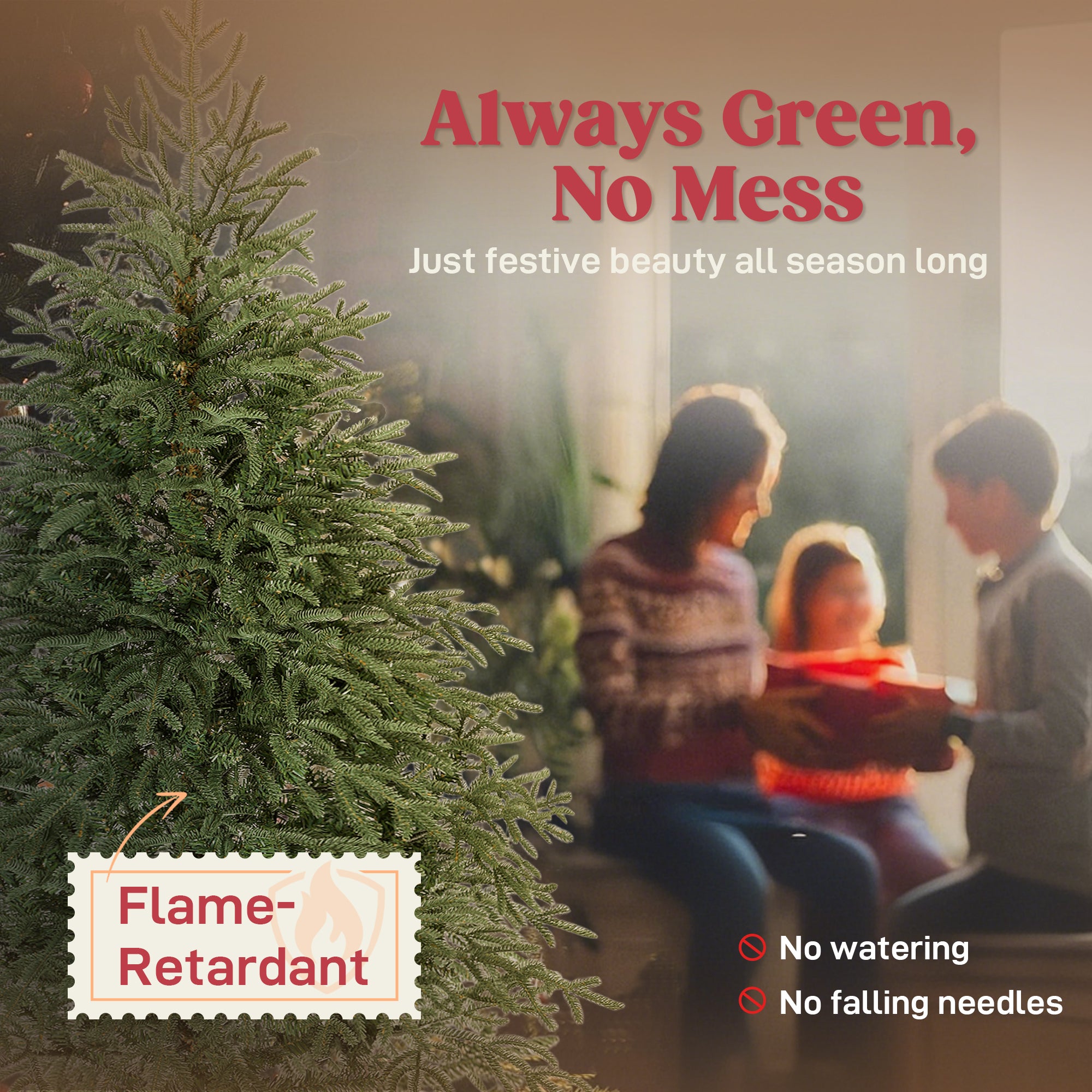 5 ft Artificial Christmas Tree with 1375 Realistic Dense Branches, Full Spruce, Hinged Xmas Tree with Metal Stand, Easy Assembly, Green