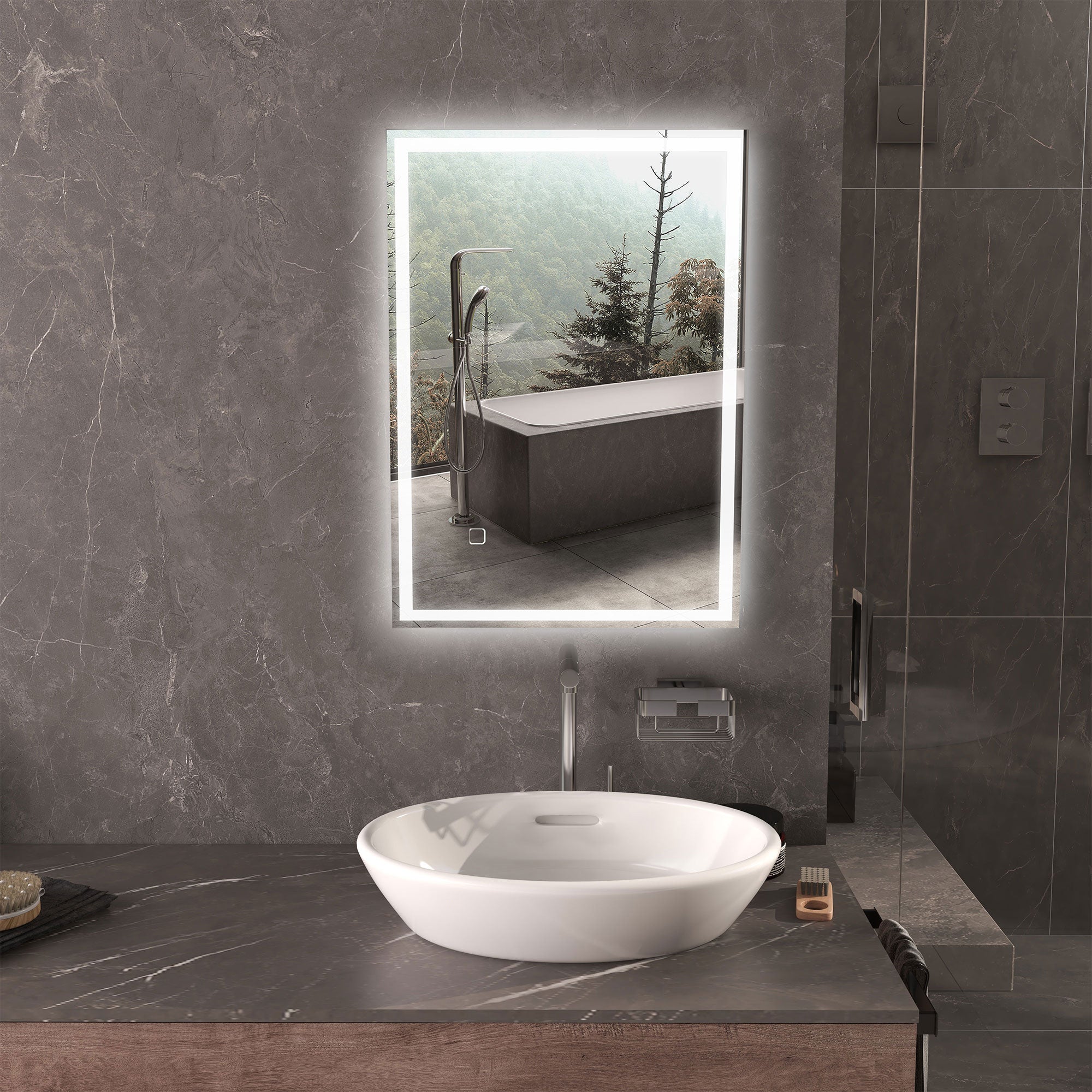 28" x 20" Bathroom Mirror with LED Lights Dimmable Makeup Mirror Smart Touch Anti Fog