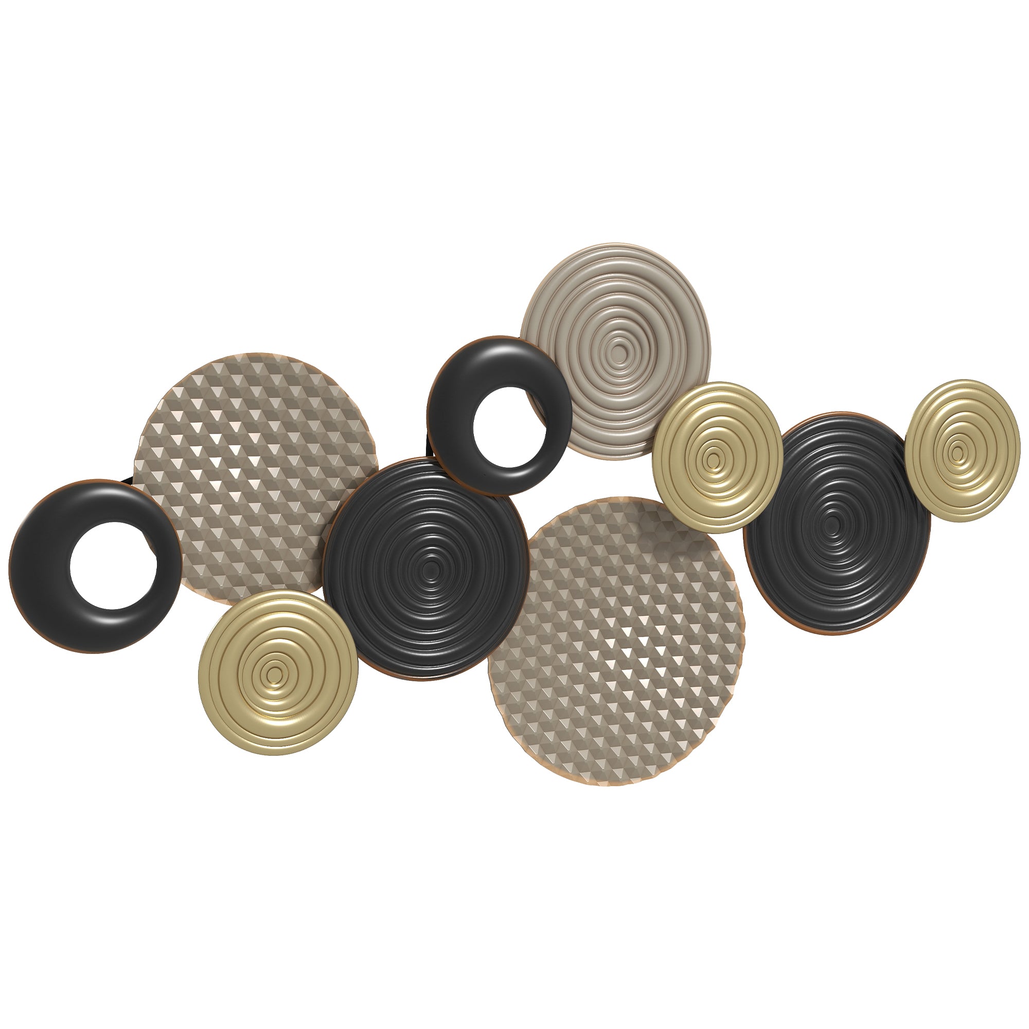 Metal Wall Art, Modern Hanging Wall Art Decor with Unique Multi-Disc Design, Horizontal or Vertical Metal Hanging Decoration for Living Room Bedroom Dining Room