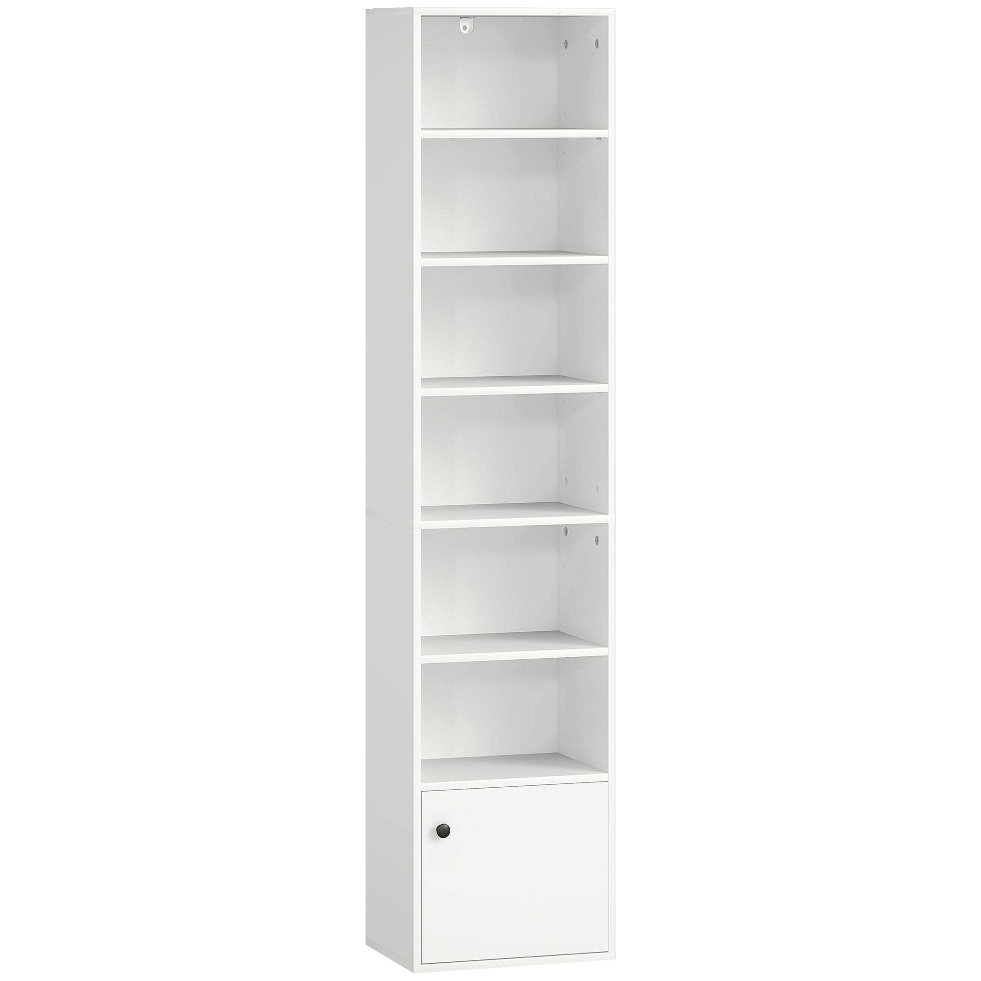 7-Tier Bookcase with Adjustable Shelf, Modern Freestanding Display Shelf Unit with Cabinet for Living Room, Office, White