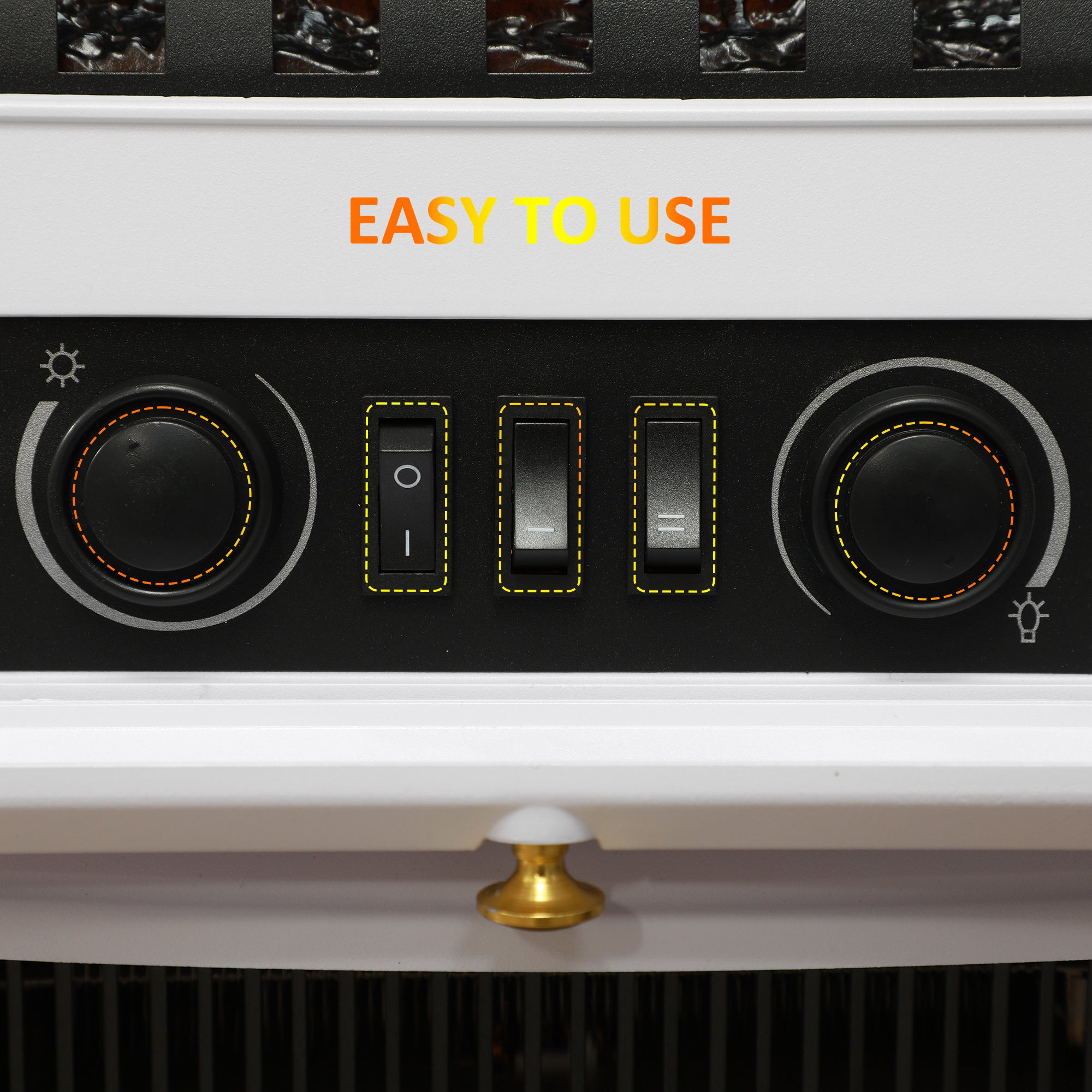 22" Electric Fireplace Stove, 1500W Freestanding Fireplace Heater with Adjustable Temperature, Overheat Protection, Adjustable Brightness, White