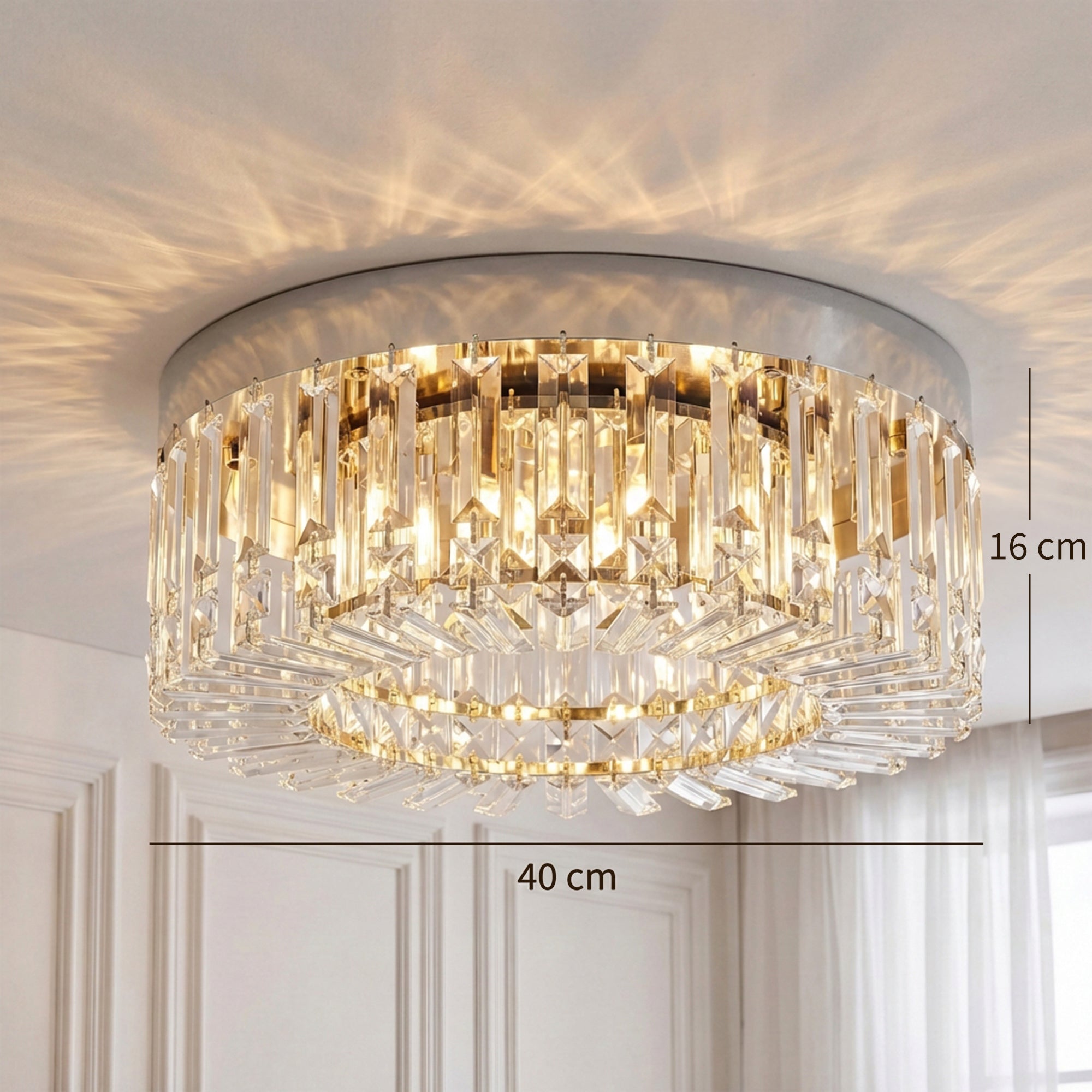 Crystal Chandeliers Ceiling Light with 160 Crystal Pendants, Modern 6-Light Flush Mount Ceiling Light for Living Room, Bedroom, Dining Room, Hall, Silver Tone