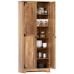 HOMCOM 72" Tall Farmhouse Storage Cabinet, Freestanding Kitchen Pantry Cabinet with Adjustable Shelves and Recessed Doors, Brown