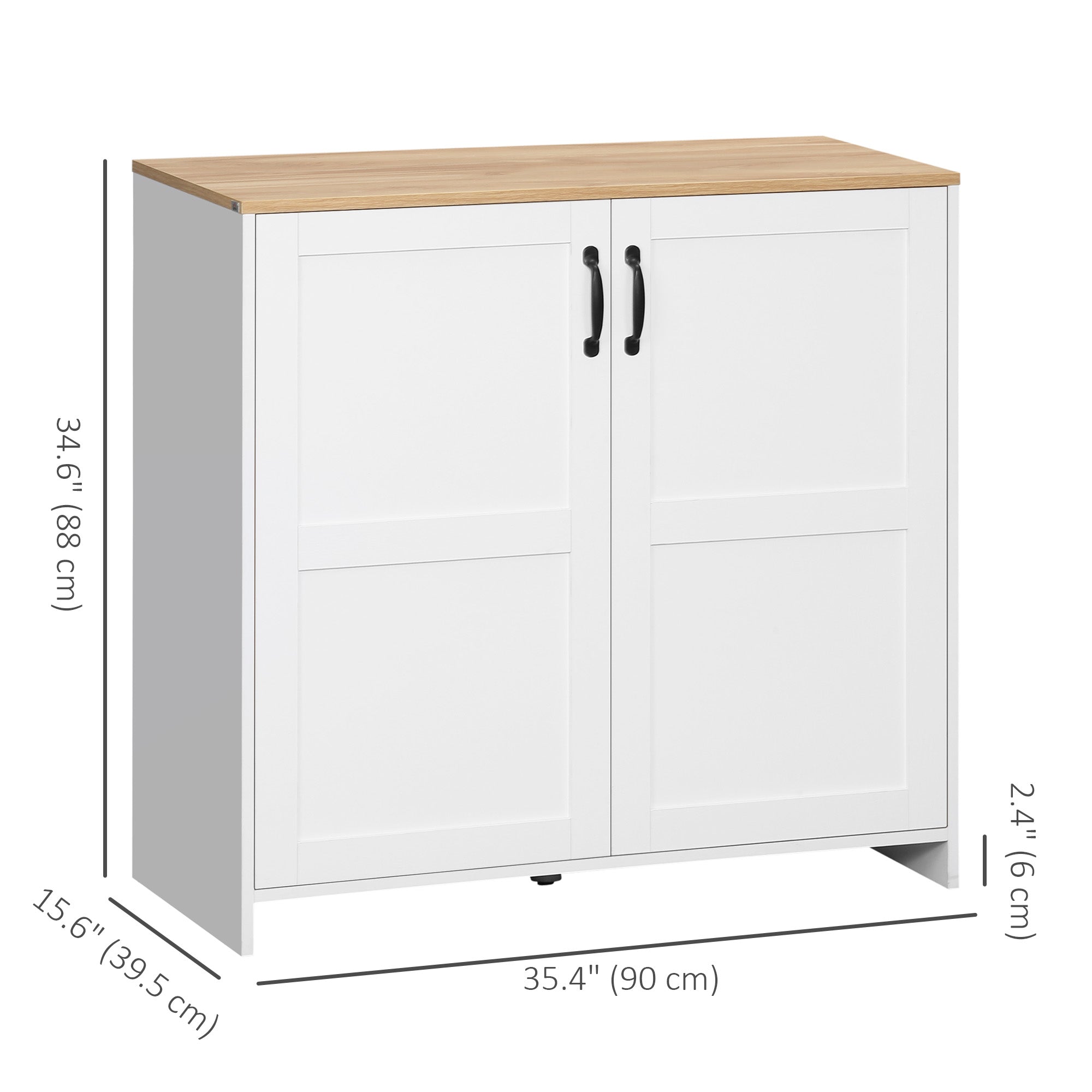 HOMCOM Storage Cabinet Kitchen Buffet Cupboard with 2 Doors and 2 Adjustable Shelves, White