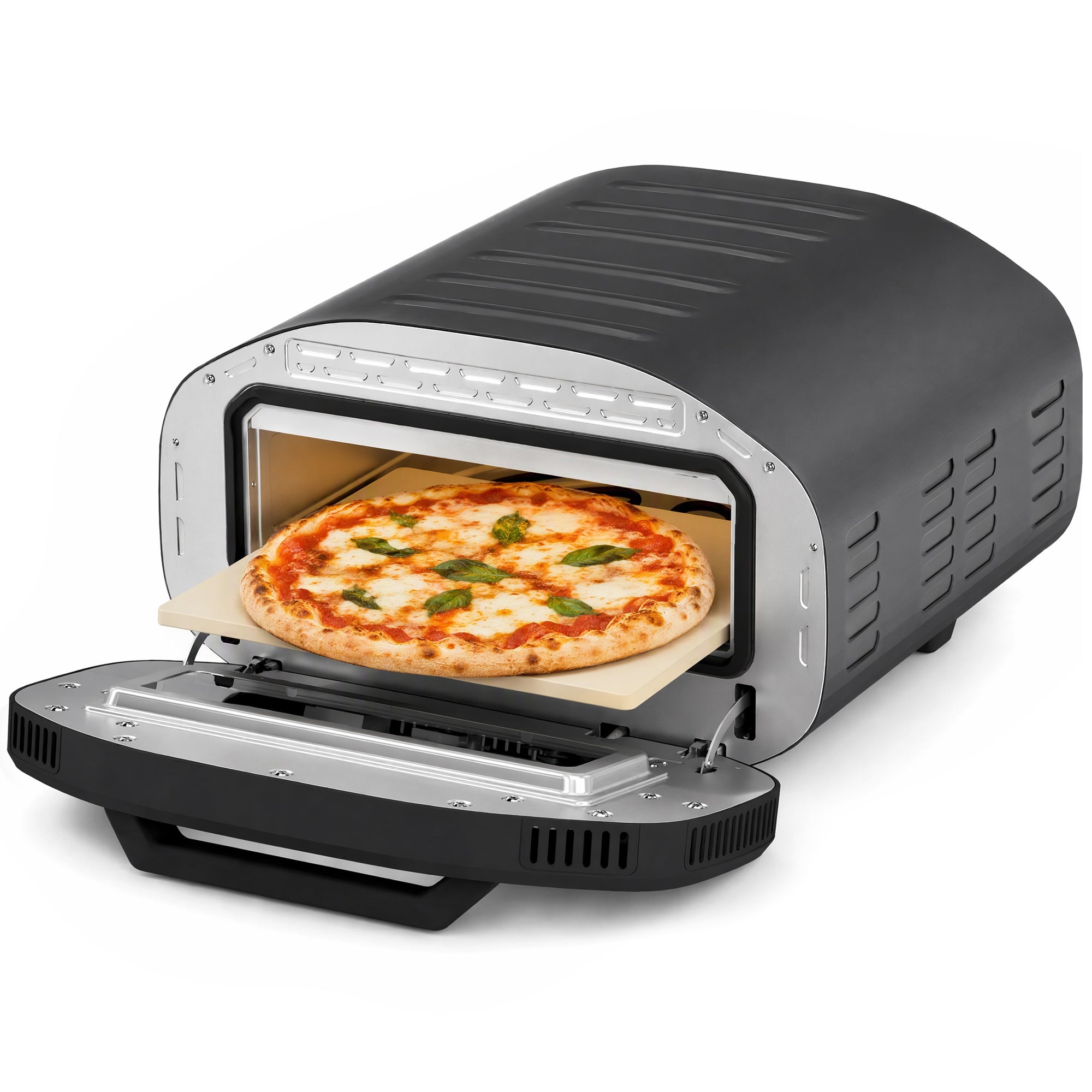 Pizza Oven Indoor, 12 Inch Electric Countertop Pizza Maker with 8 Preset Modes, 430°C, Timer, Ceramic Stone, LCD Touch Control, 2200W