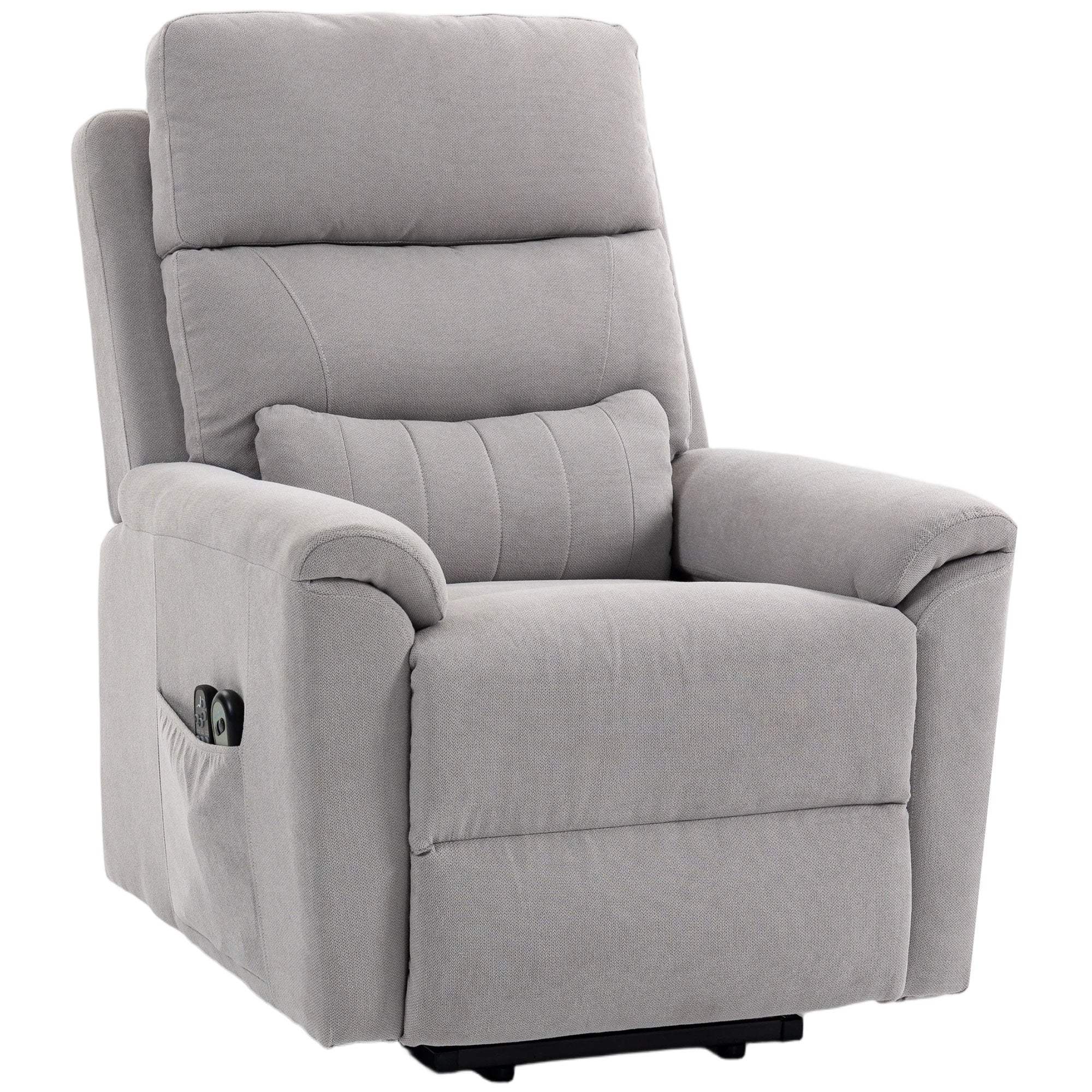 Power Lift Recliner Chair with Vibration Massage and Heat, Terry Cloth Electric Lift Chair for Elderly with Spring Cushion, High Back, Remote, Recliner Armchair for Living Room, Light Grey