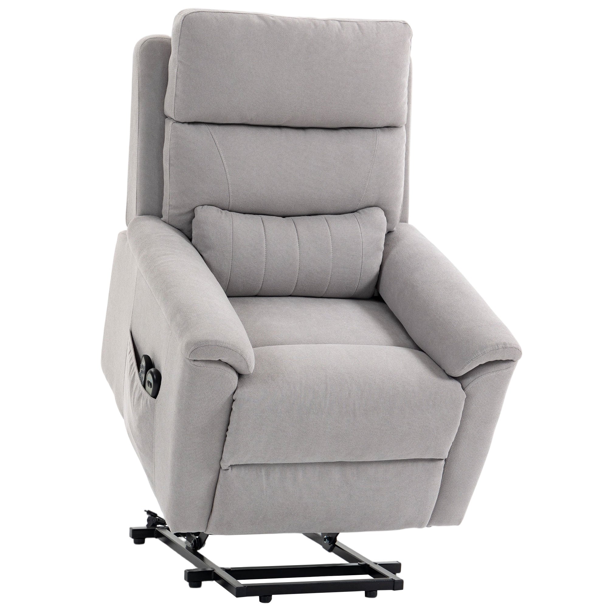 Power Lift Recliner Chair with Vibration Massage and Heat, Terry Cloth Electric Lift Chair for Elderly with Spring Cushion, High Back, Remote, Recliner Armchair for Living Room, Light Grey