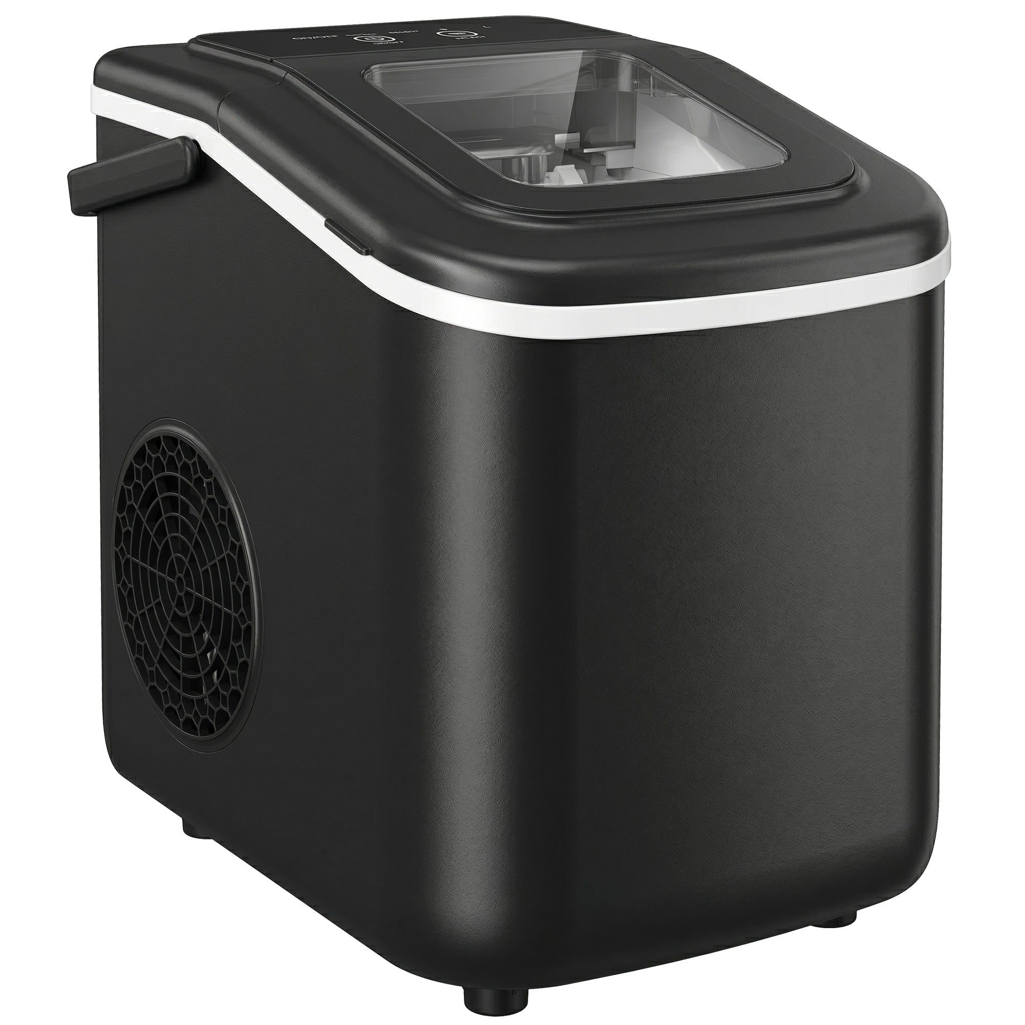Ice Maker Machine Countertop, 12kg/24H, 9 Cubes in 7 Mins, 2 Sizes, Self-Cleaning Portable Ice Cube Maker with Handle, Scoop & Basket for Home Office Kitchen RV, Black