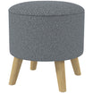 Round Ottoman Stool with Hidden Storage, Linen Fabric Upholstered Foot Stool, Grey - HOMCOM