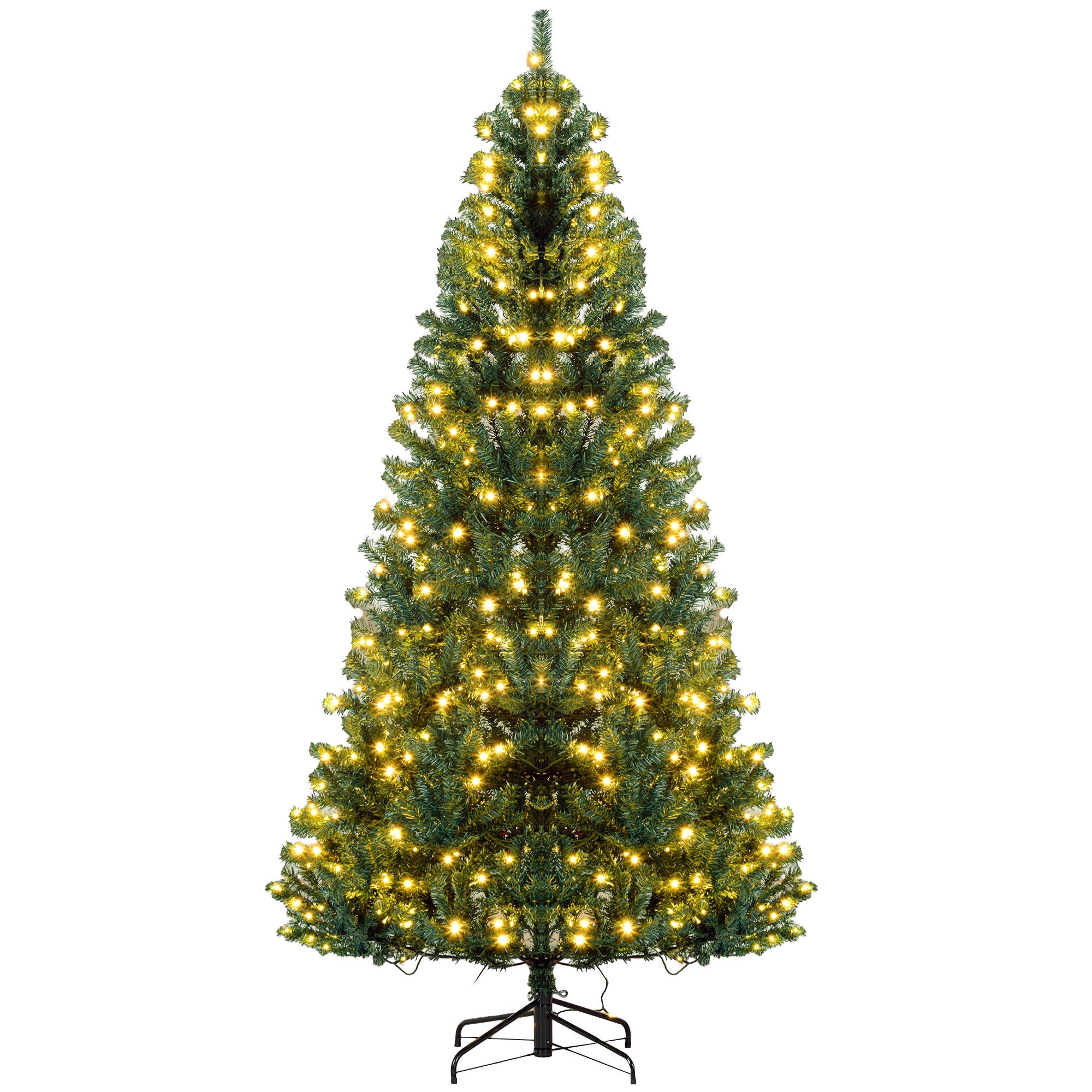 7.5 FT Tall PreLit Artificial Christmas Tree with Realistic Branches 500 Warm White LED Lights Green