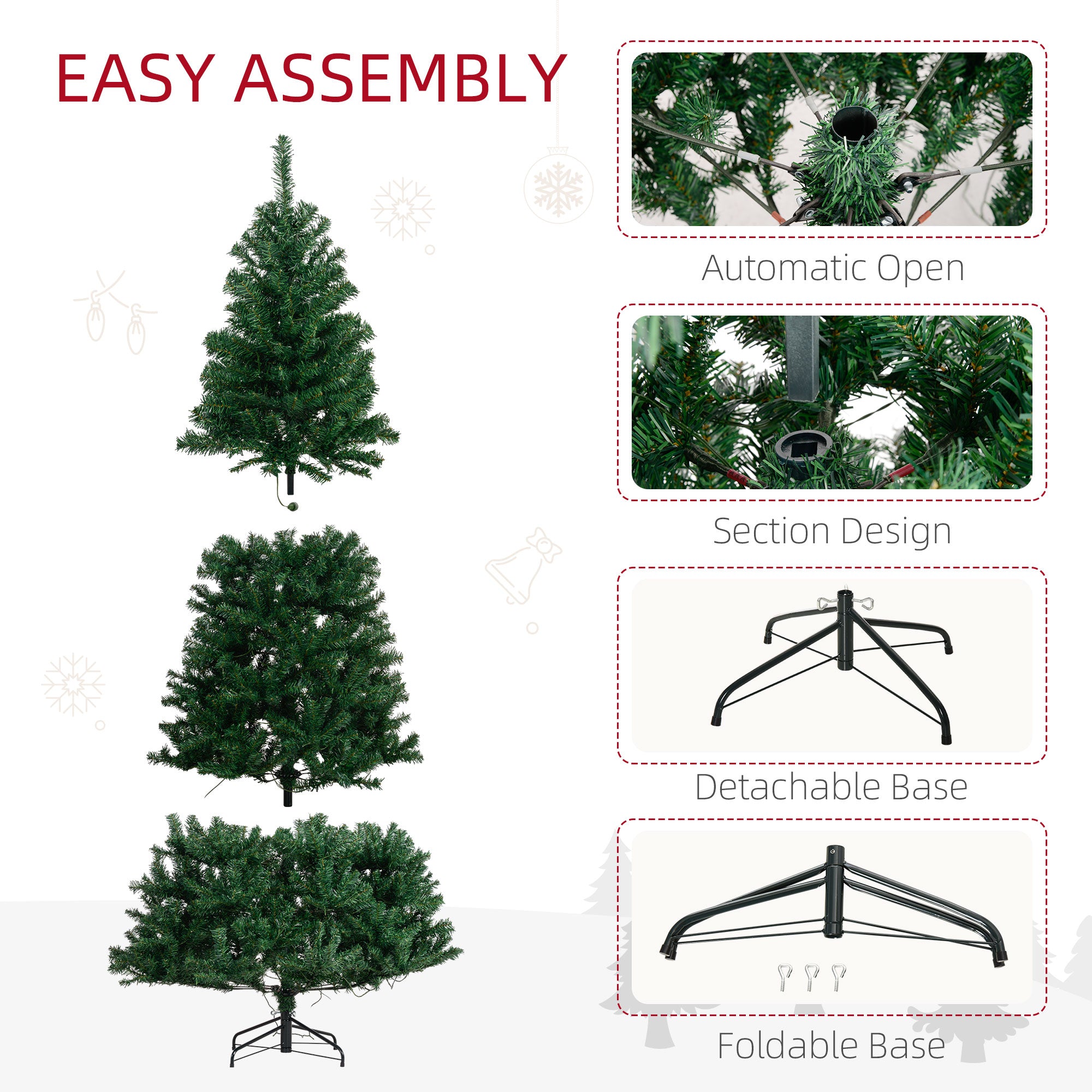 7.5 FT Tall PreLit Artificial Christmas Tree with Realistic Branches 500 Warm White LED Lights Green