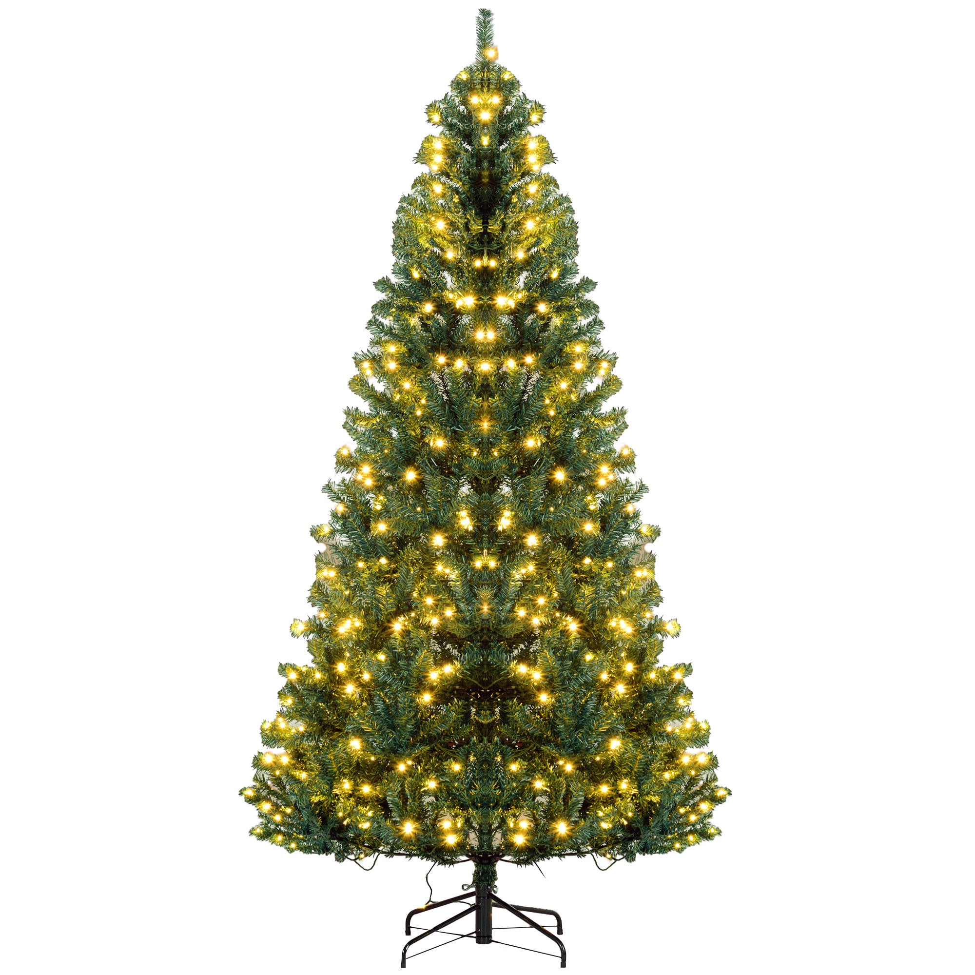 7.5 FT Tall PreLit Artificial Christmas Tree with Realistic Branches 500 Warm White LED Lights Green