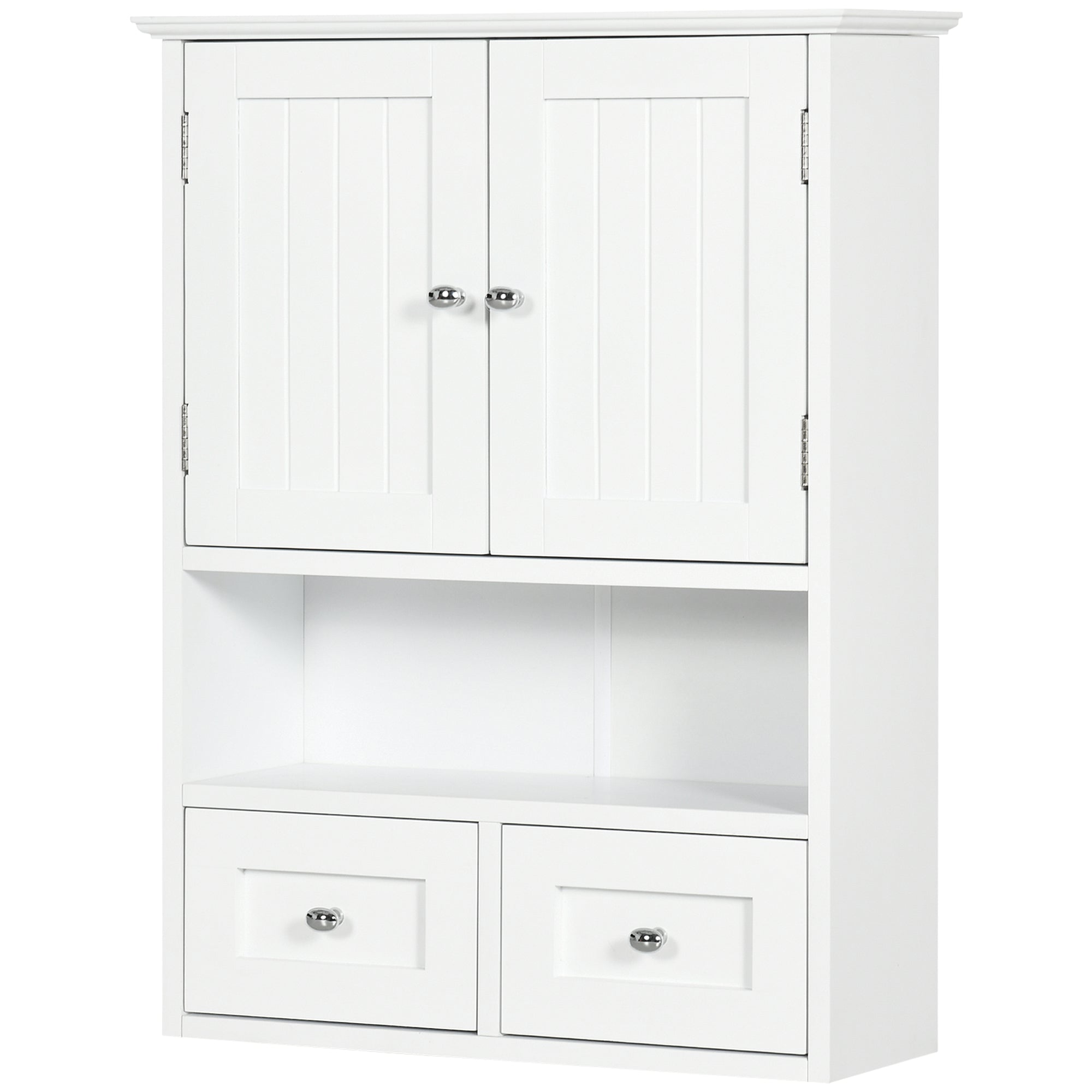 kleankin Bathroom Wall Cabinet, Medicine Cabinet, Over Toilet Storage Cabinet with Shelf and Drawers for Hallway, Living Room, White