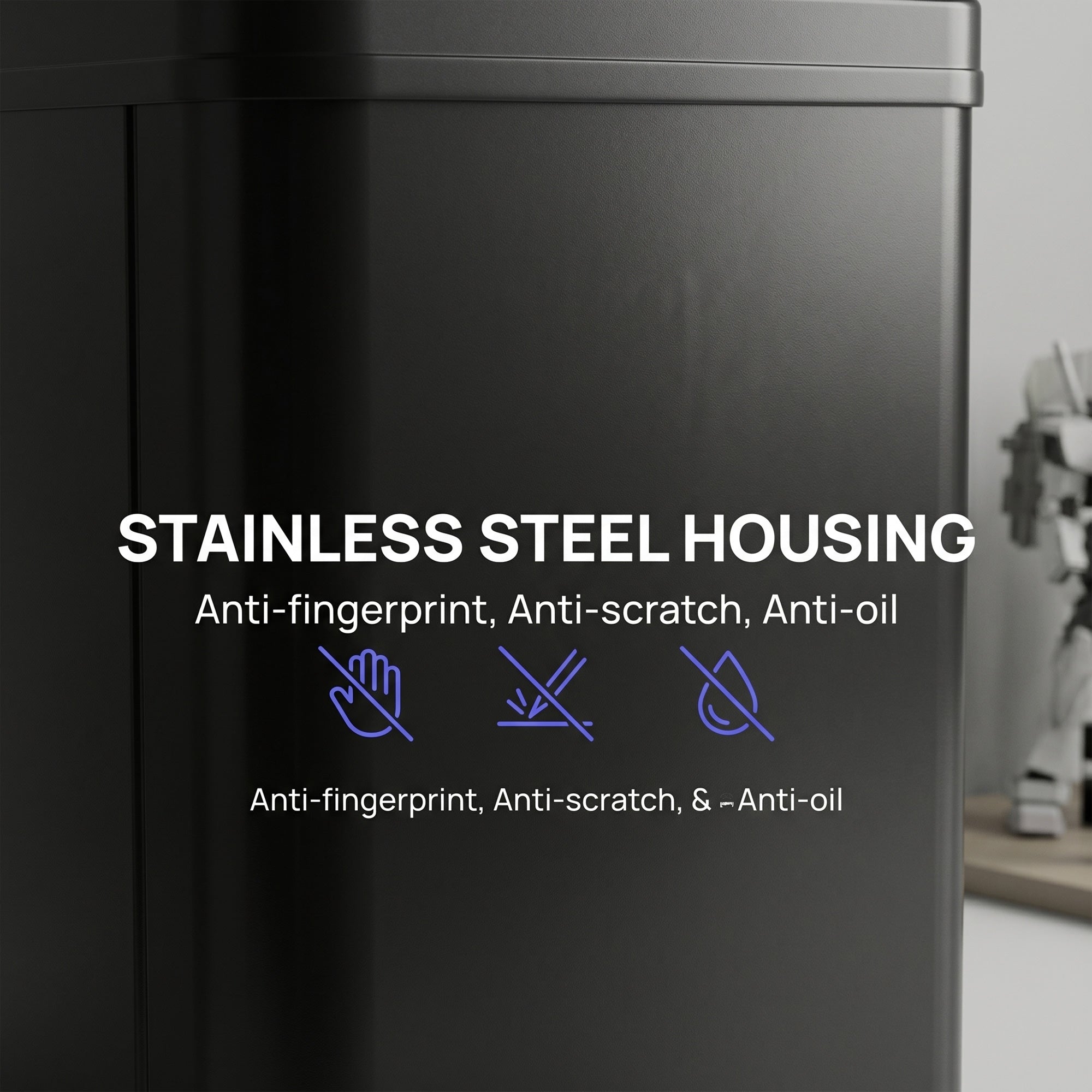 40L Sensor Bin with Quiet Soft-Close Lid, Automatic Touchless Motion Sensor Kitchen Bin with Fingerprint Resistant Stainless Steel for Hygienic Gyms, Home Office Use, Black