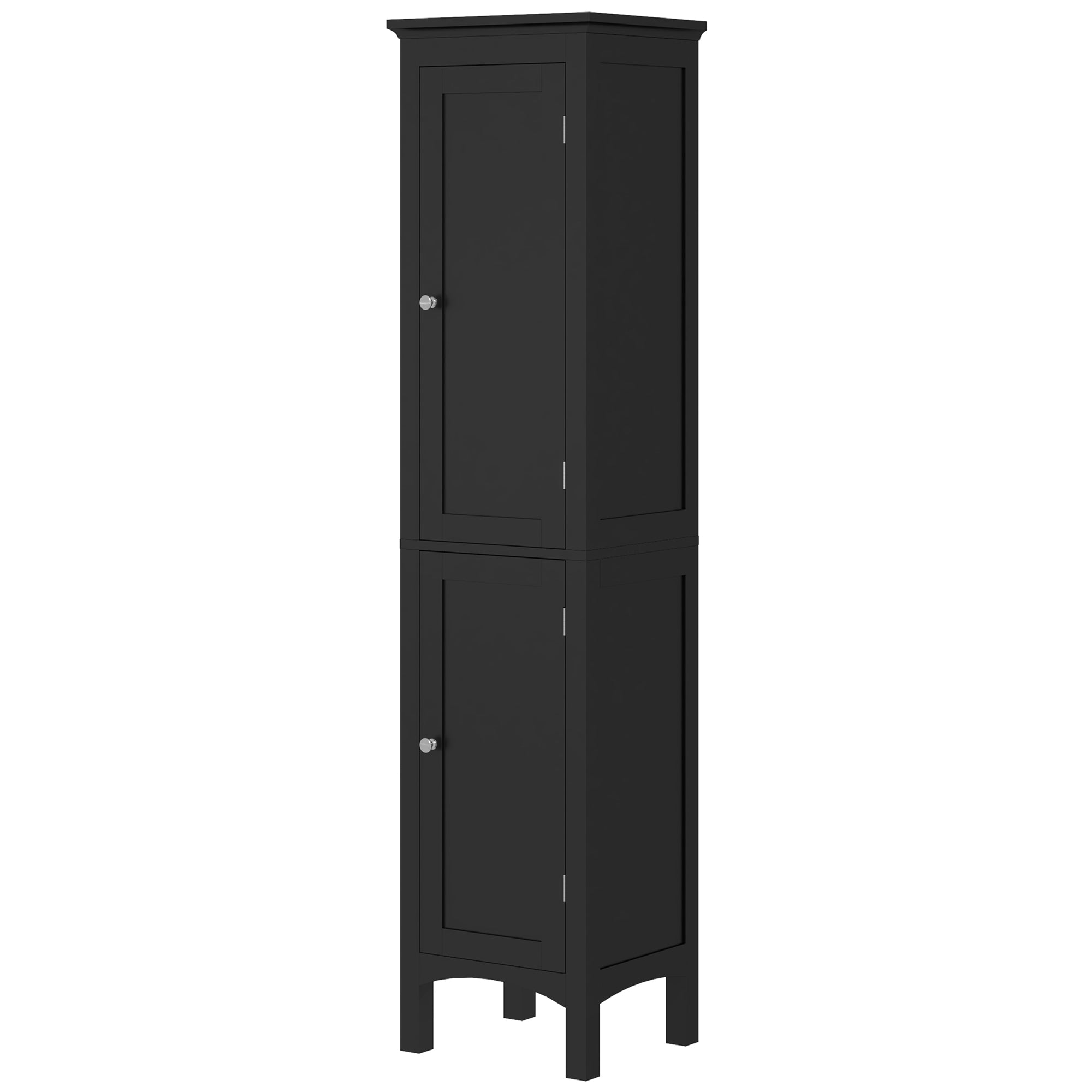 kleankin Bathroom Tall Cabinet, Freestanding Storage Organizer with Adjustable Shelves and 2 Doors, Black