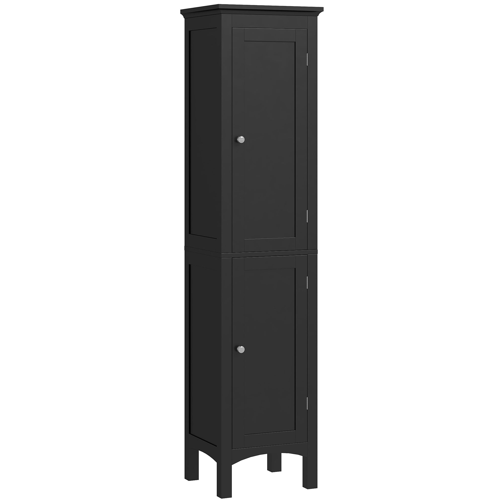 kleankin Bathroom Tall Cabinet, Freestanding Storage Organizer with Adjustable Shelves and 2 Doors, Black