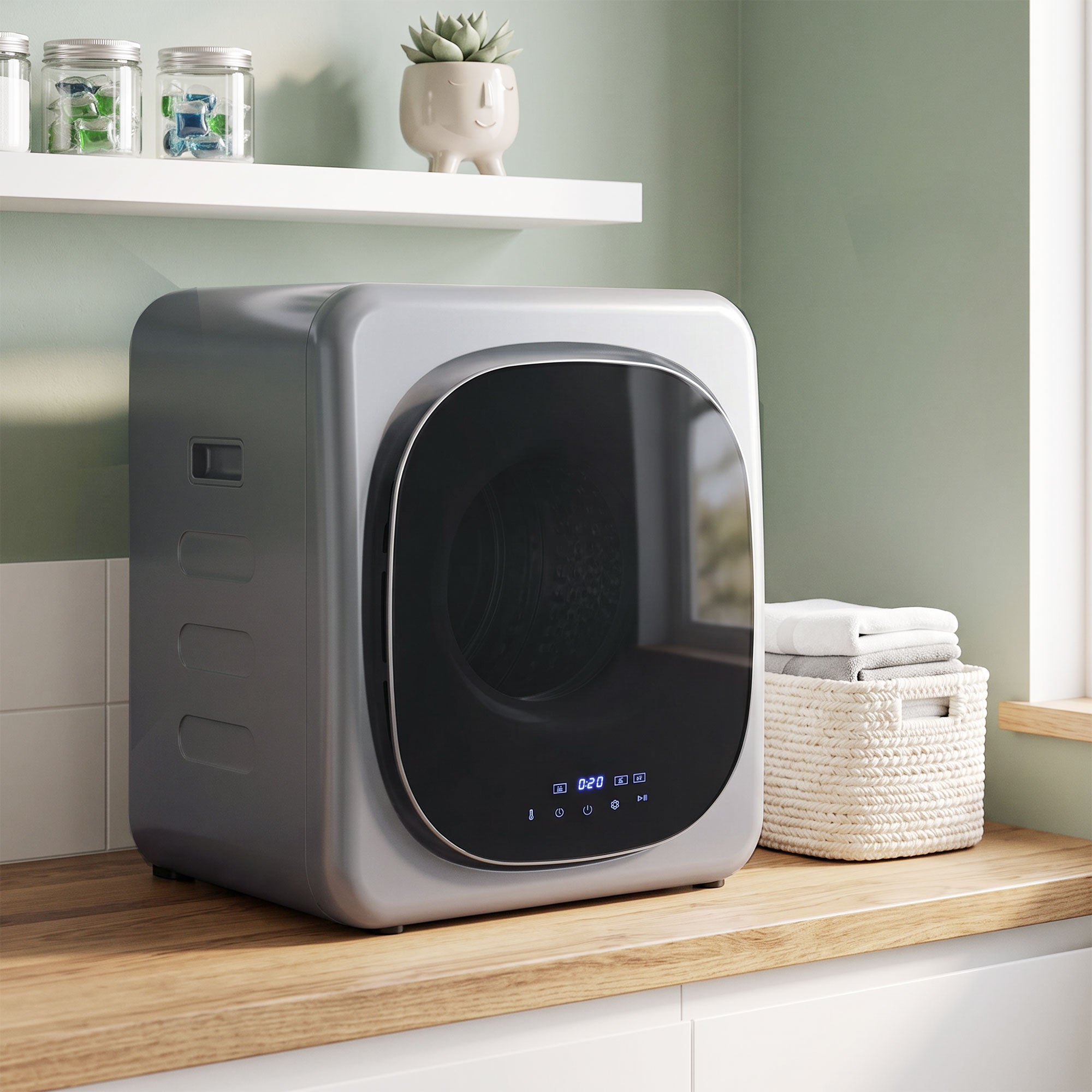 Vented Tumble Dryer, 4kg Wet Laundry/2.5kg Dry Capacity, 800W Compact Tumble Dryer with Smart Mode, Stainless Steel Drum, Freestanding Stackable Clothes Drying Machine, Silver Tone