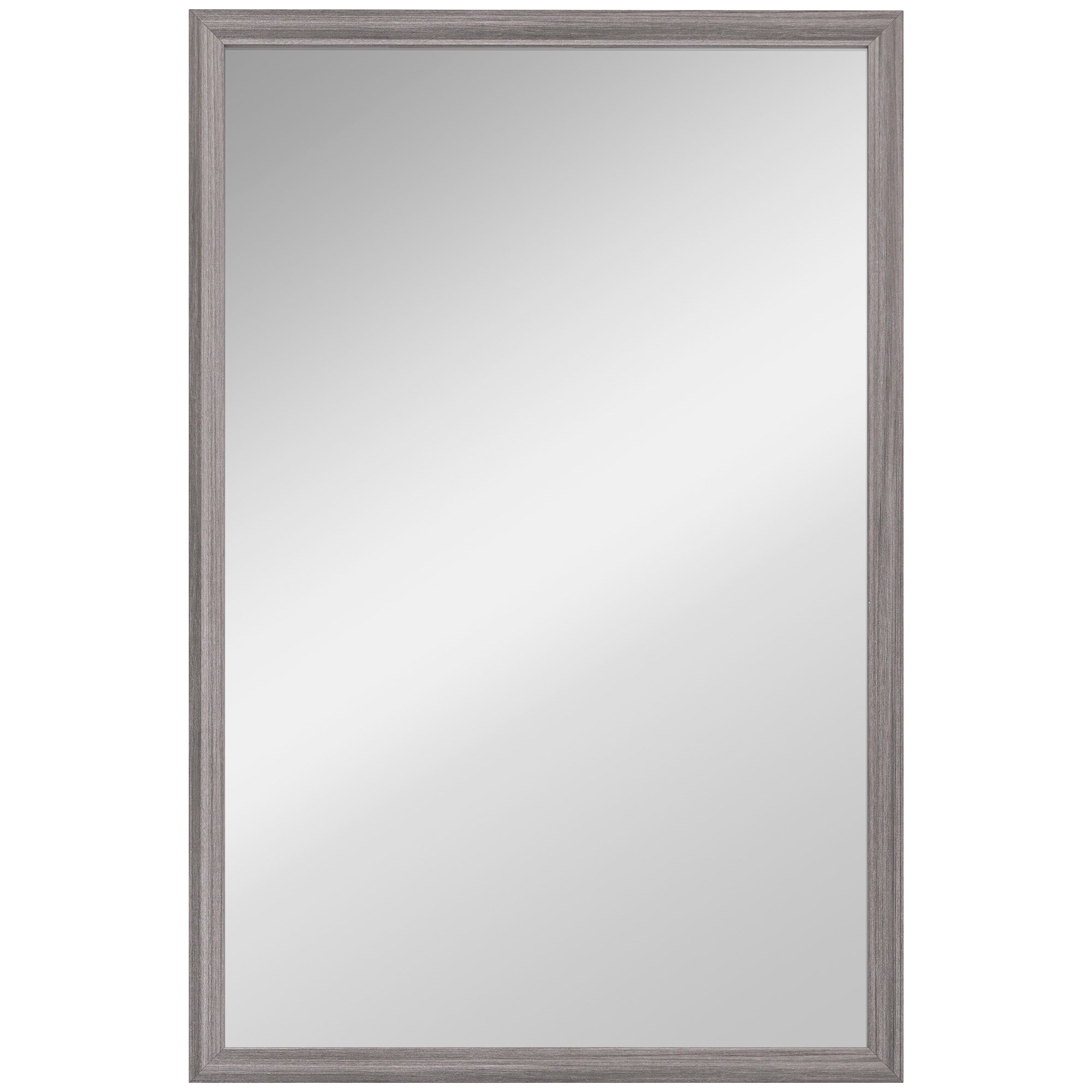 Decorative Rectangular Wall Mirror, 40W x 60H cm Wall-Mounted Bathroom Mirror for Living Room, Bedroom, Hallway, Grey Wood Grain