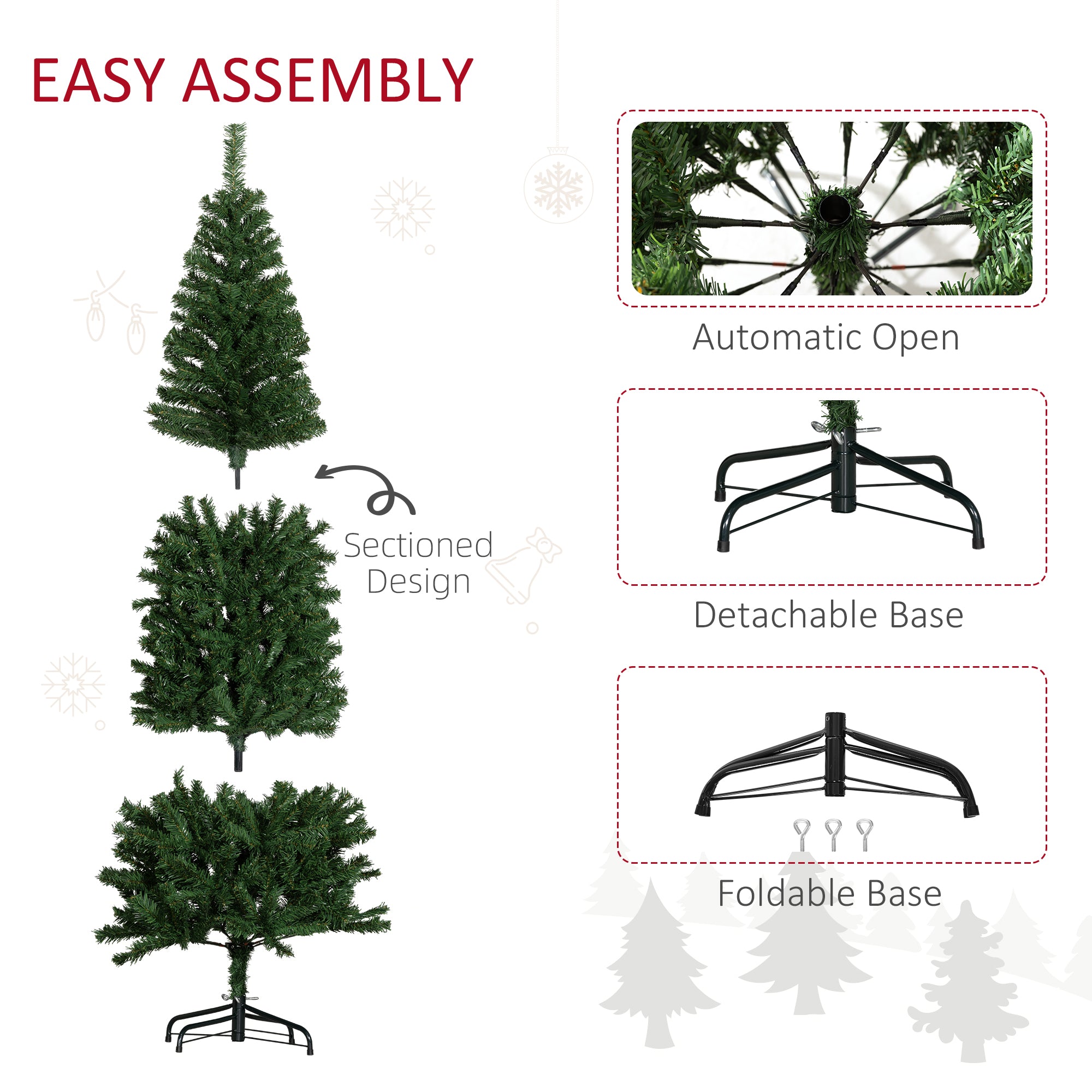 6 FT Slim Christmas Tree Pencil Xmas Artificial Tree w/ 618 Tips & Stable Stand Green