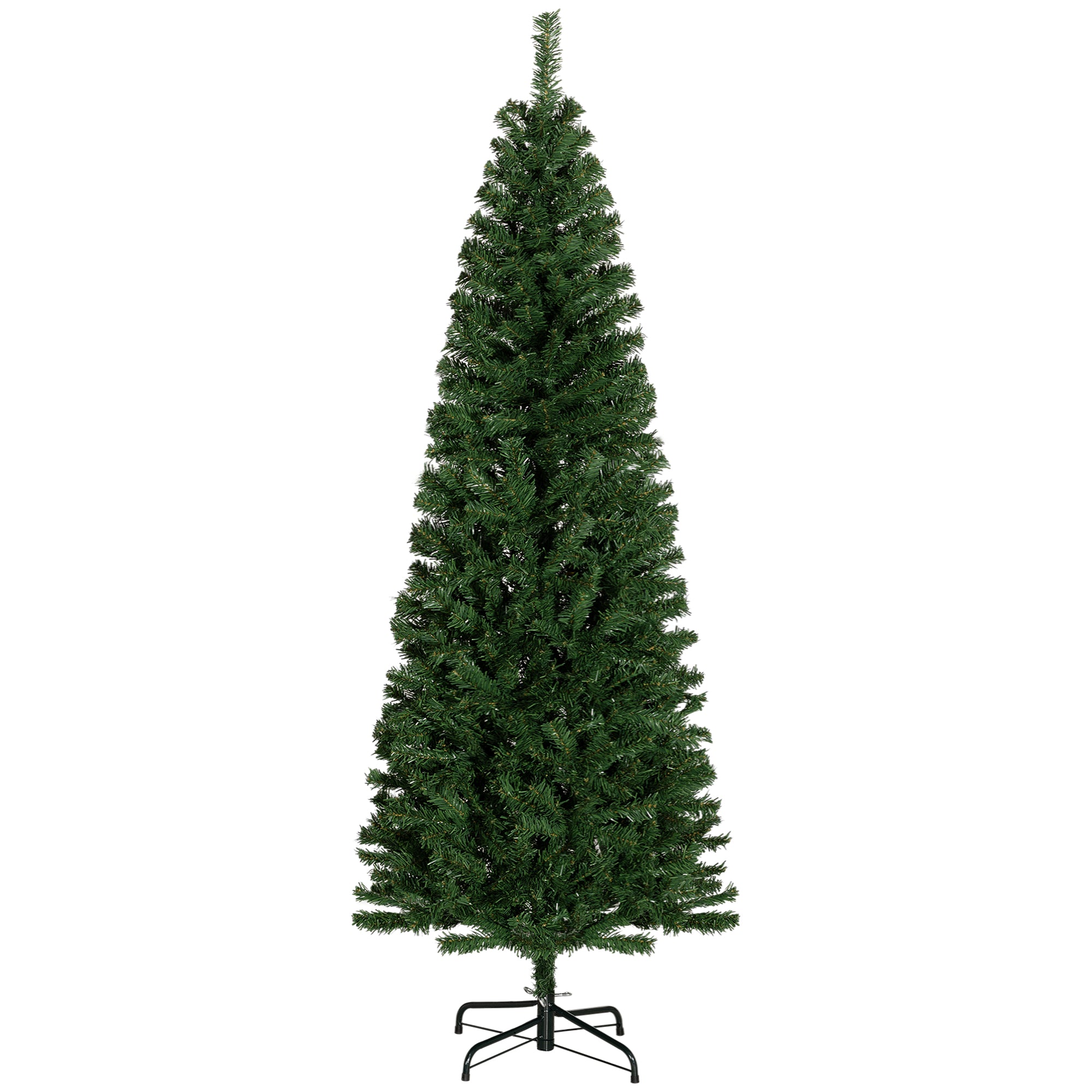 6ft Pencil Christmas Tree, Unlit Artificial Christmas Tree Slim Douglas Fir Xmas Tree with Realistic Branches, Halloween Tree with 618 Tips, Green
