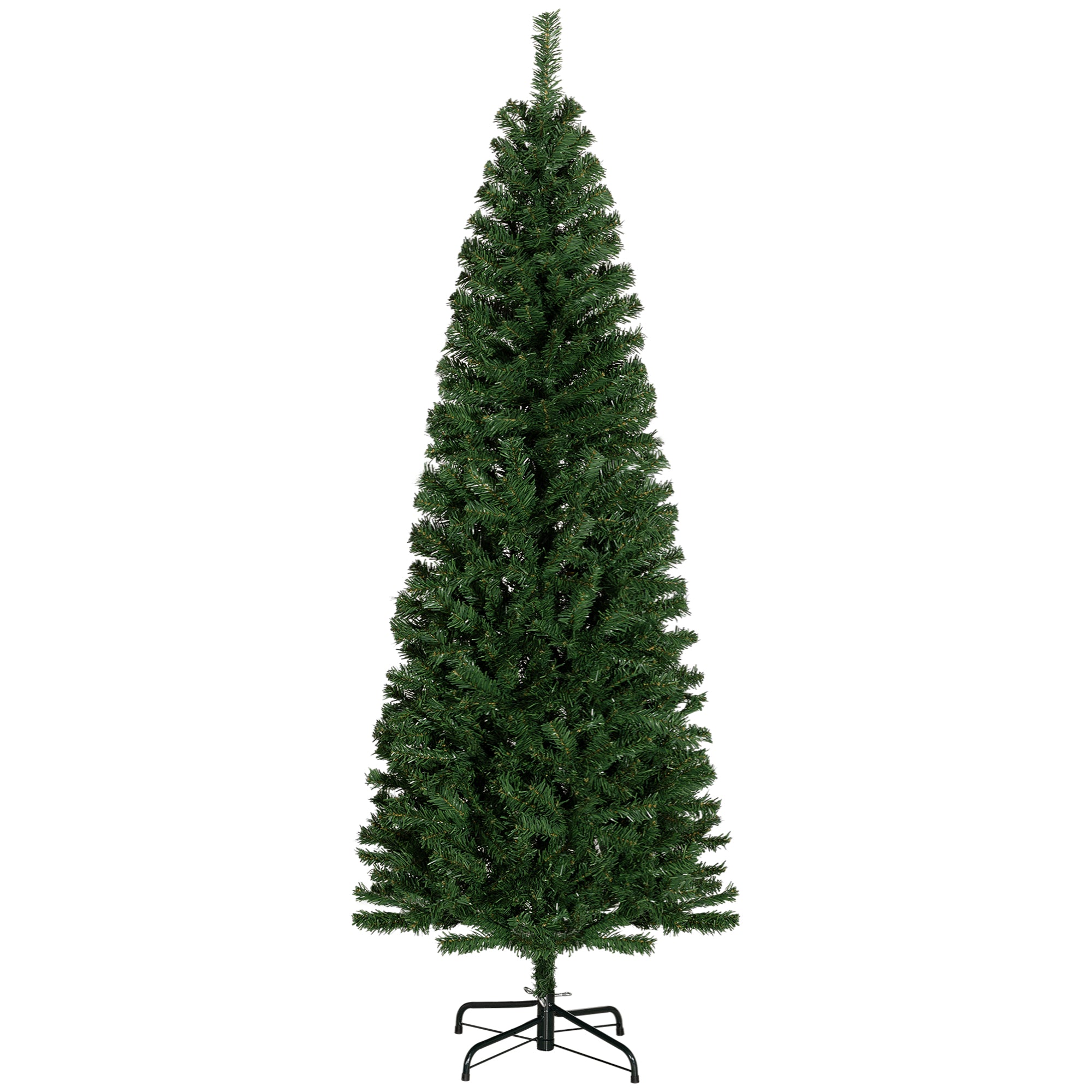 6 FT Slim Christmas Tree Pencil Xmas Artificial Tree w/ 618 Tips & Stable Stand Green