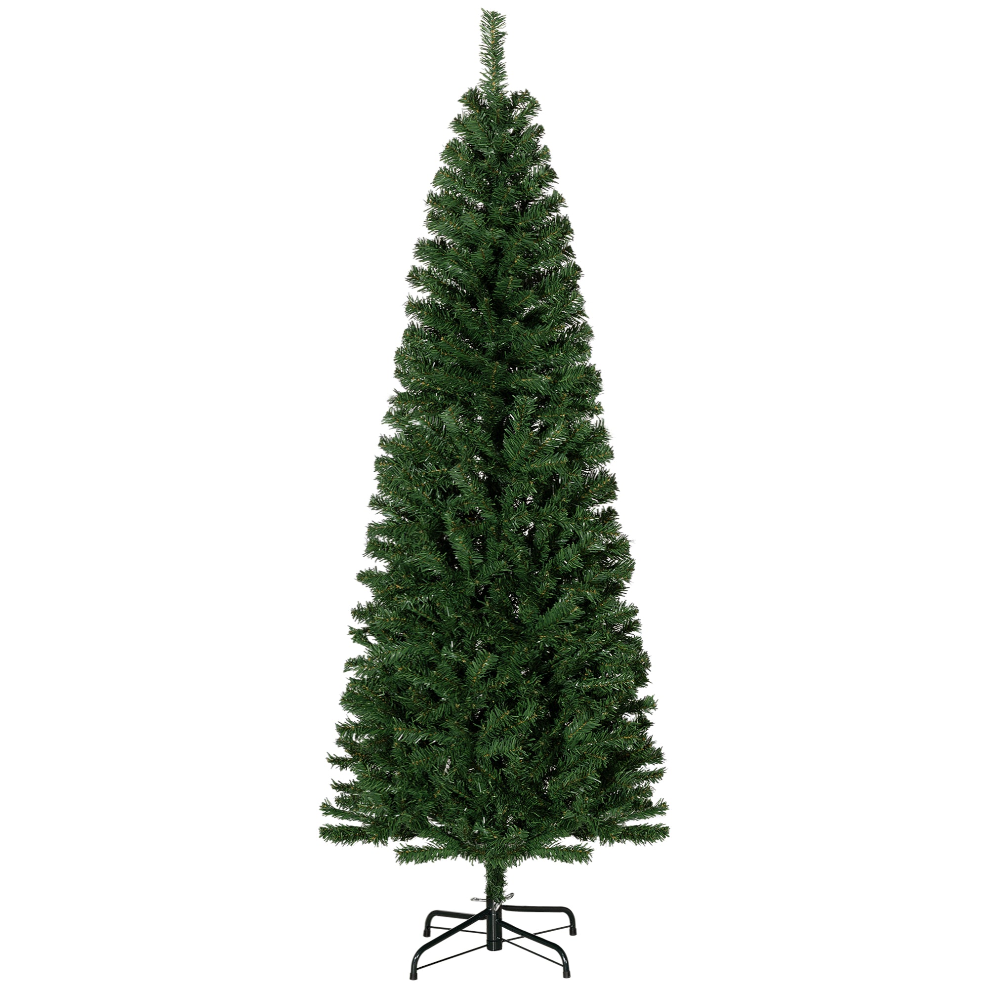 6 FT Slim Christmas Tree Pencil Xmas Artificial Tree w/ 618 Tips & Stable Stand Green