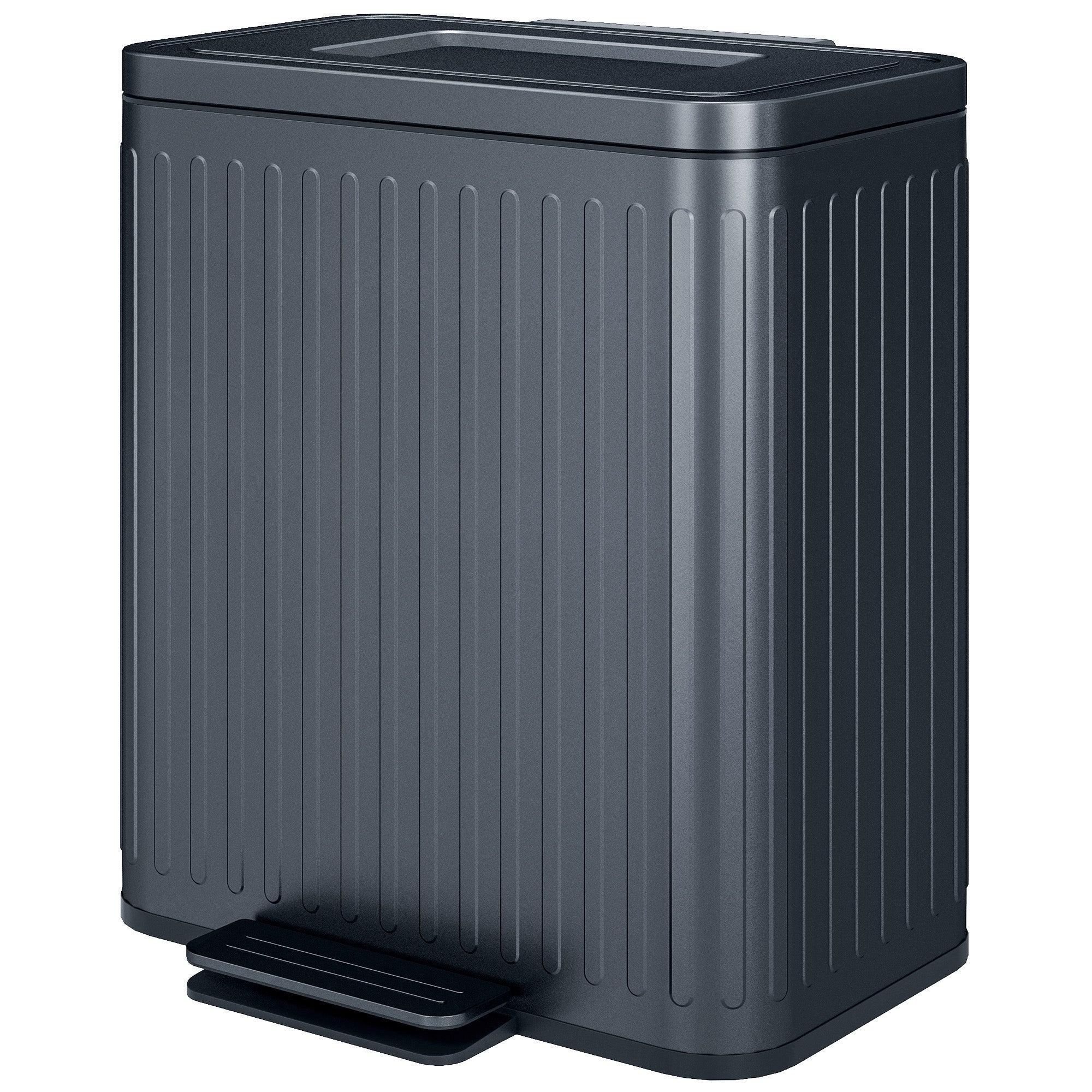 HOMCOM Dual Kitchen Bin, 2 x 20L Double Bin for Recycling and Waste, Fingerprint-proof Pedal Bin with Soft-Close Lid, Removable Inner Buckets, Black