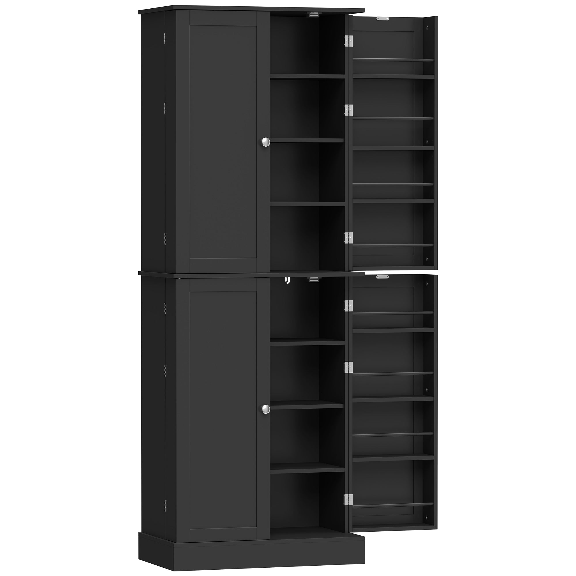 65" Kitchen Pantry Cabinet, Modern Storage Cabinet with Doors and Shelves, Freestanding Cupboard for Dining Room, Black