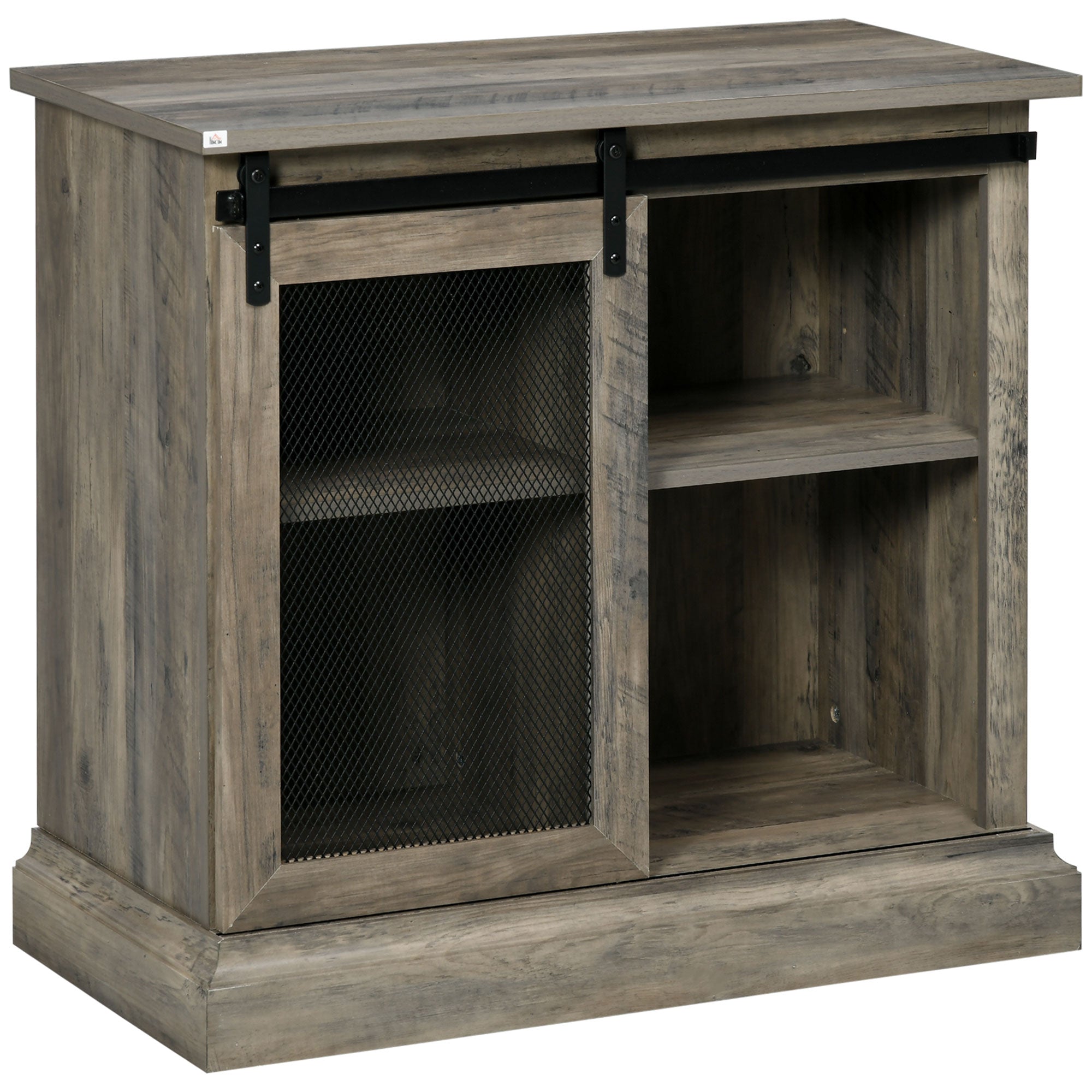 Farmhouse Buffet Cabinet Sideboard with Sliding Barn Door and Adjustable Shelves Natural