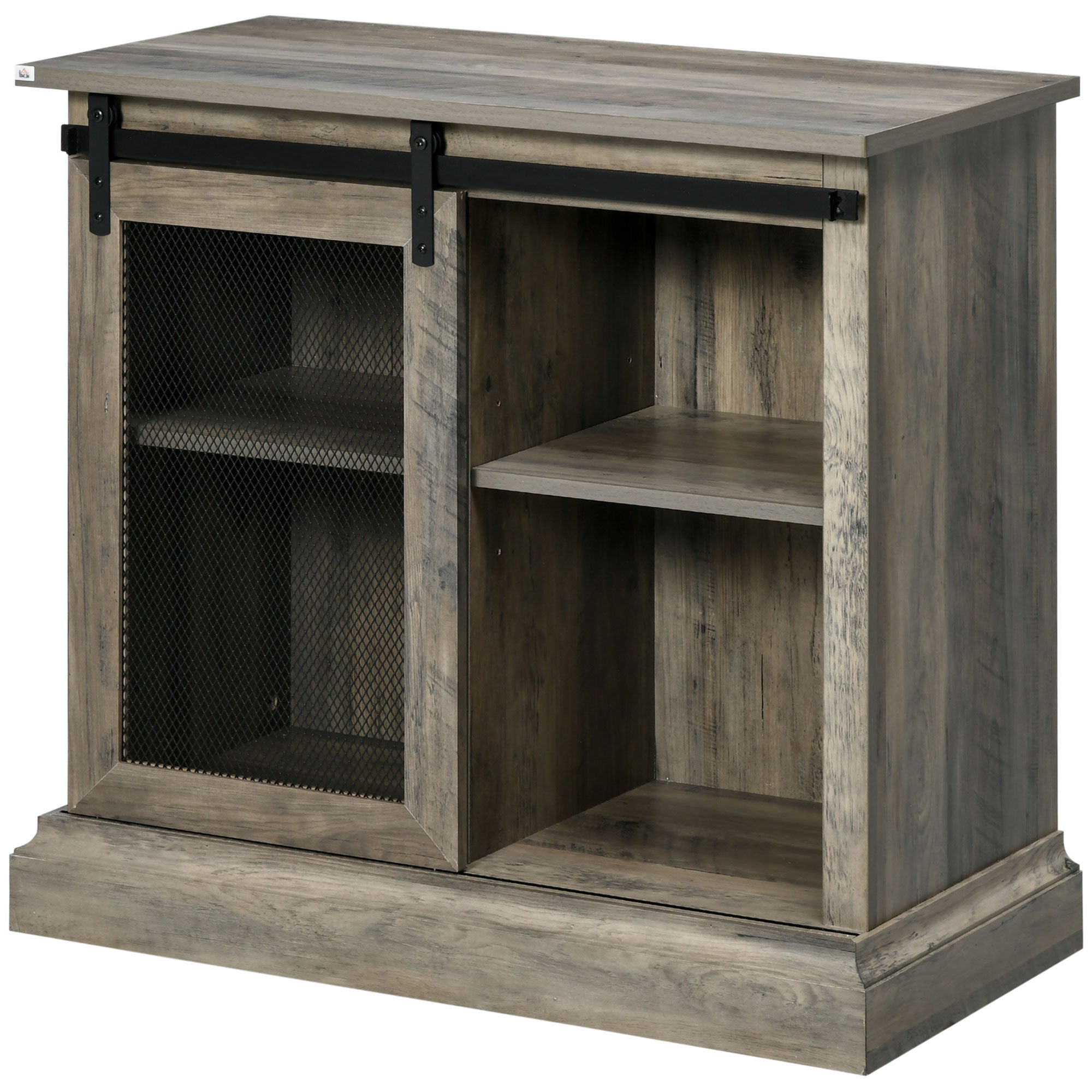 Farmhouse Buffet Cabinet Sideboard with Sliding Barn Door and Adjustable Shelves Natural