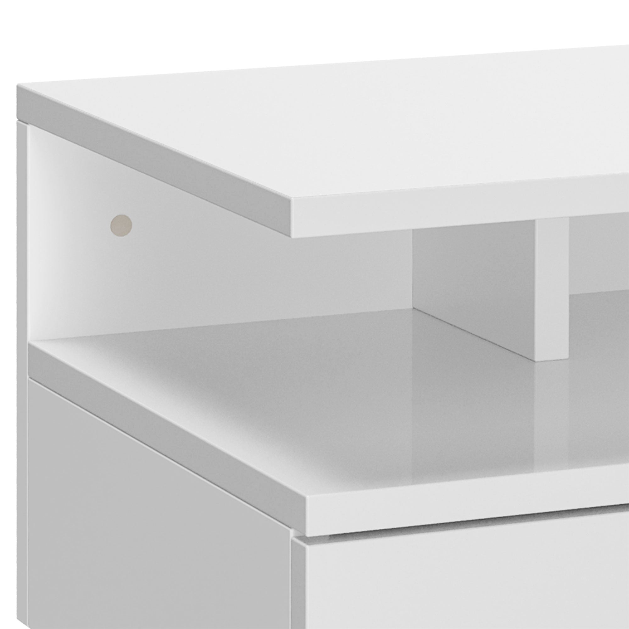 HOMCOM Floating Bedside Table Set of 2, Wall Mount Nightstands with Storage Drawer and Open Shelf for Bedroom, High Gloss White